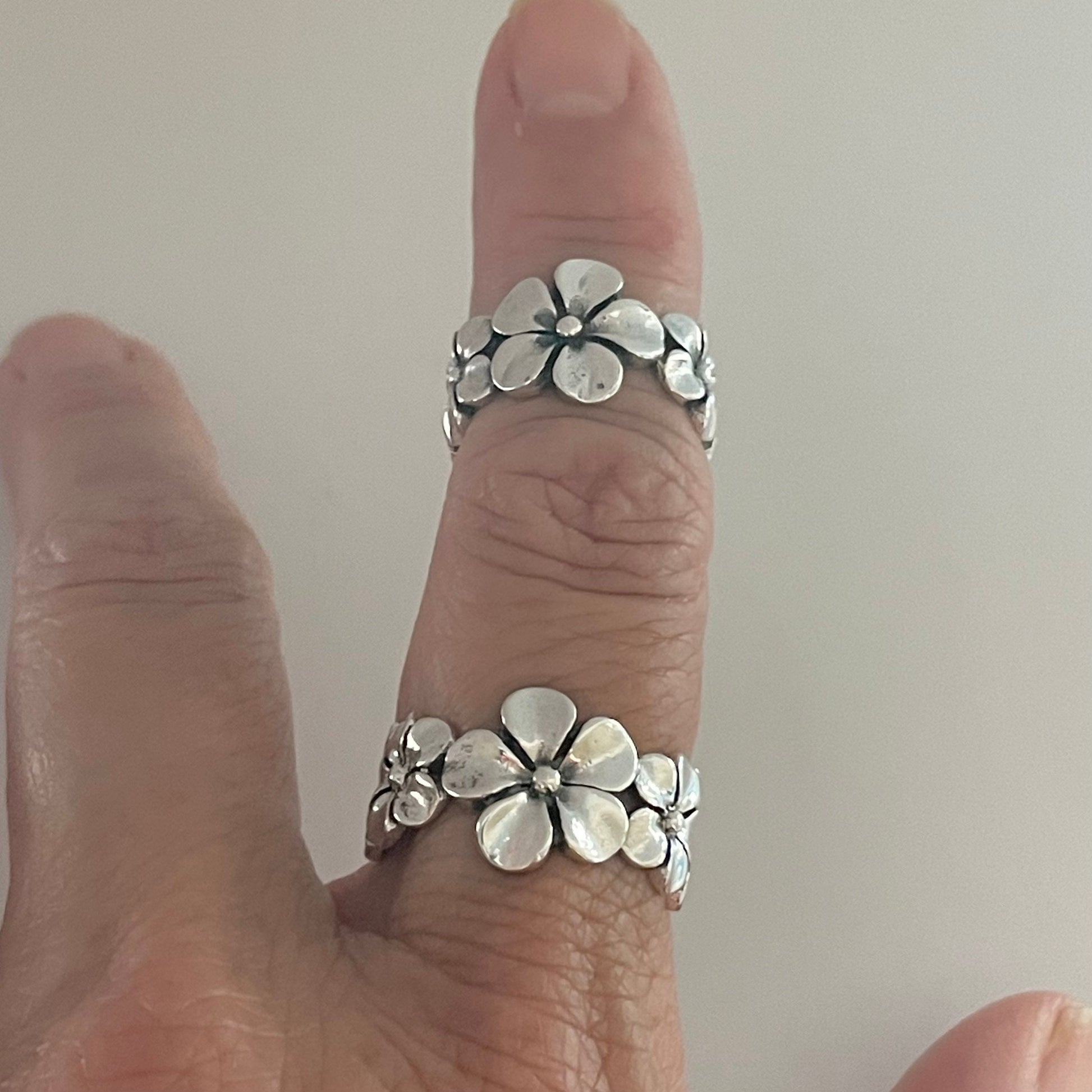 Beautiful Sterling Silver Three Plumeria Flower with Leaf, Hawaii, Silver, Statement, Love, Floral Ring