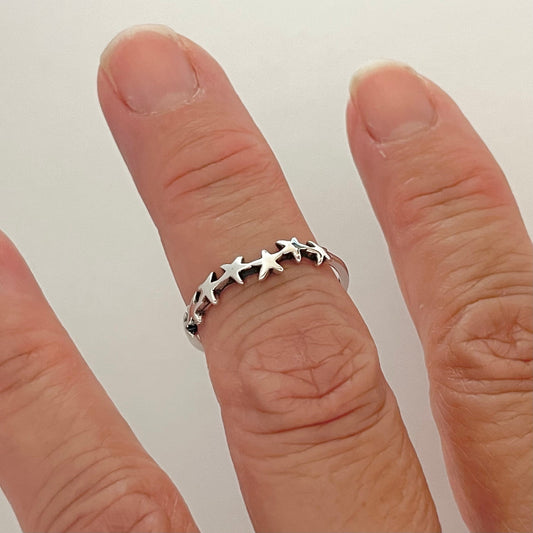 Sterling Silver small Stars Rings, Sky Silver Ring, Stars Promise Ring, Statement Ring, Dainty Stars Ring, Silver stackable Ring.