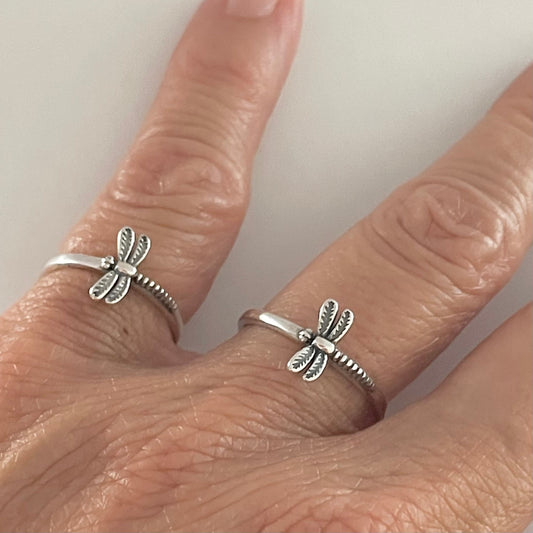 Dainty Sterling Silver Dragonfly Ring: Boho Promise Ring