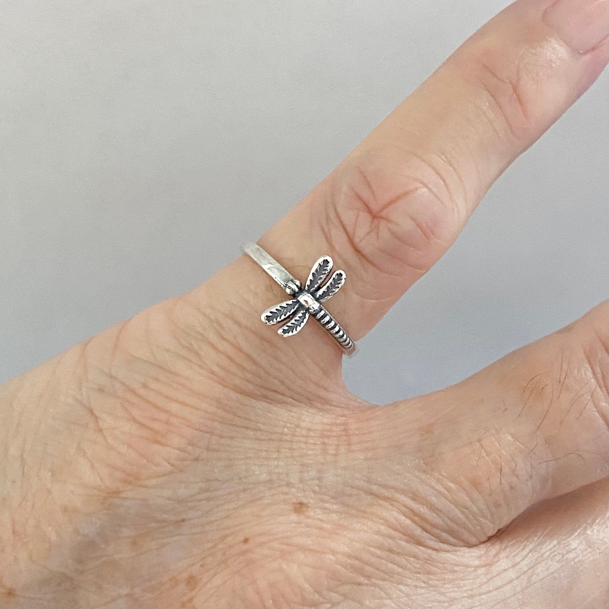 Sterling Silver Dainty Dragonfly Ring, Love Dragonfly Ring, Silver Promise Ring, symbolize change Ring, transformation Spirit Ring.