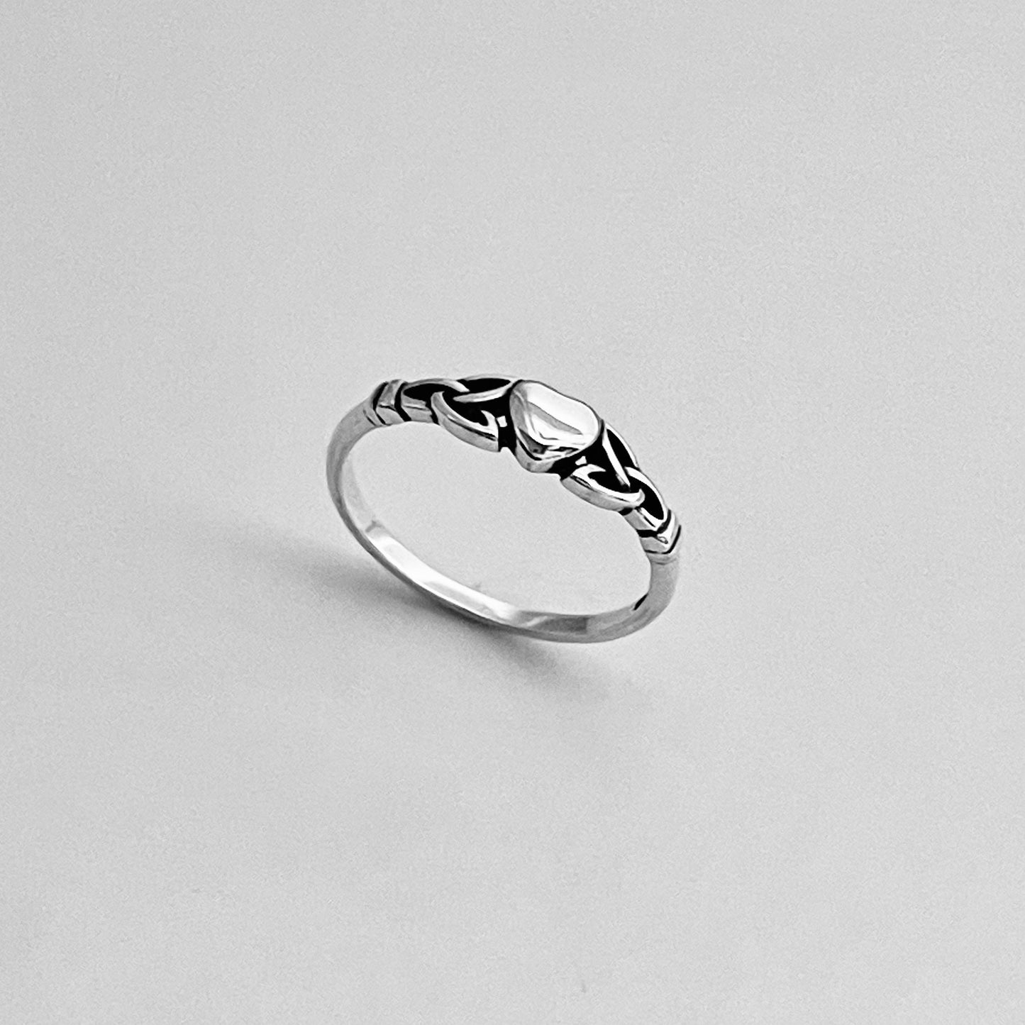 Dainty Celtic and Heart Sterling Silver Ring, Silver Heart Ring, Triquetra Heart Ring, Celtic Ring, Promise Heart Ring, Promise Love Ring.