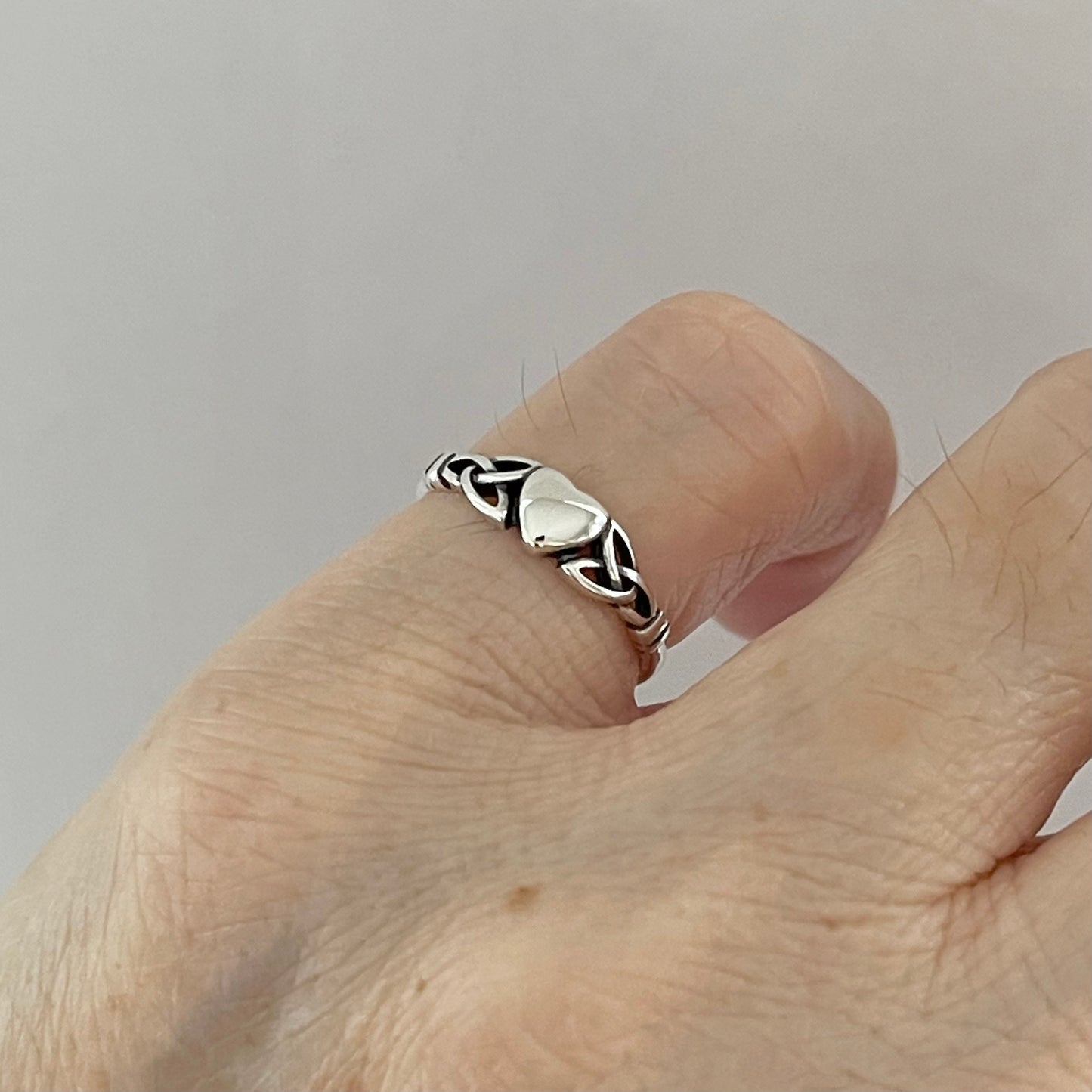 Dainty Celtic and Heart Sterling Silver Ring, Silver Heart Ring, Triquetra Heart Ring, Celtic Ring, Promise Heart Ring, Promise Love Ring.