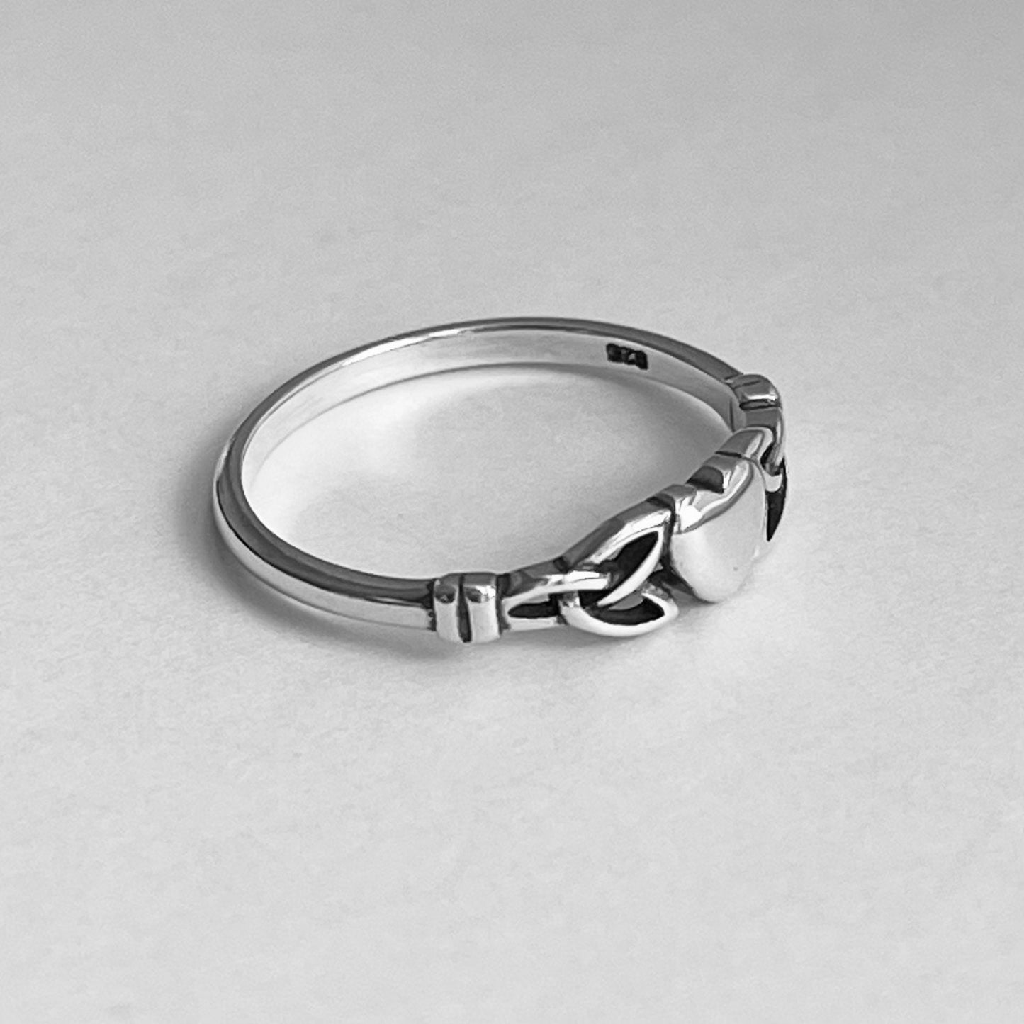 Dainty Celtic and Heart Sterling Silver Ring, Silver Heart Ring, Triquetra Heart Ring, Celtic Ring, Promise Heart Ring, Promise Love Ring.