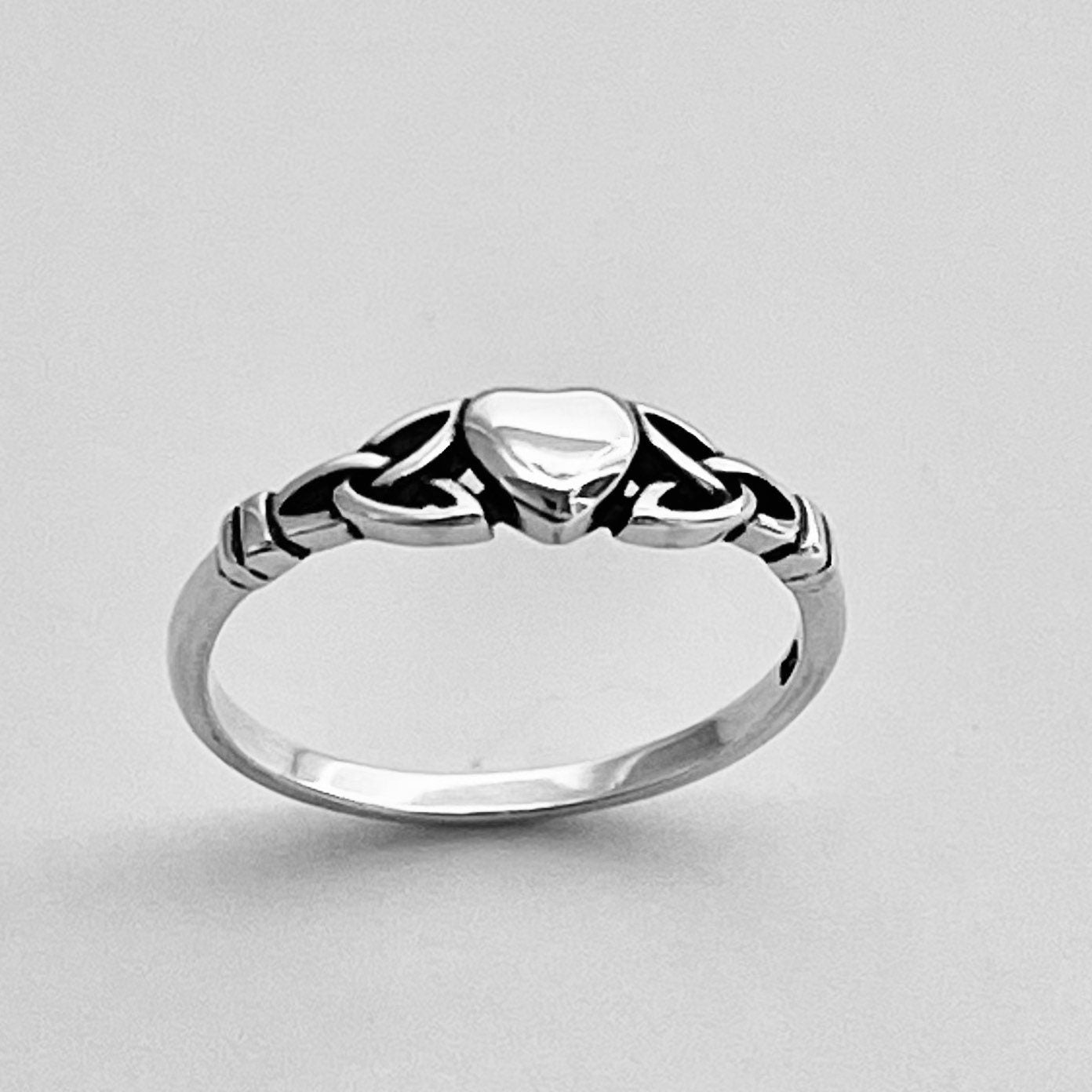 Dainty Celtic and Heart Sterling Silver Ring, Silver Heart Ring, Triquetra Heart Ring, Celtic Ring, Promise Heart Ring, Promise Love Ring.