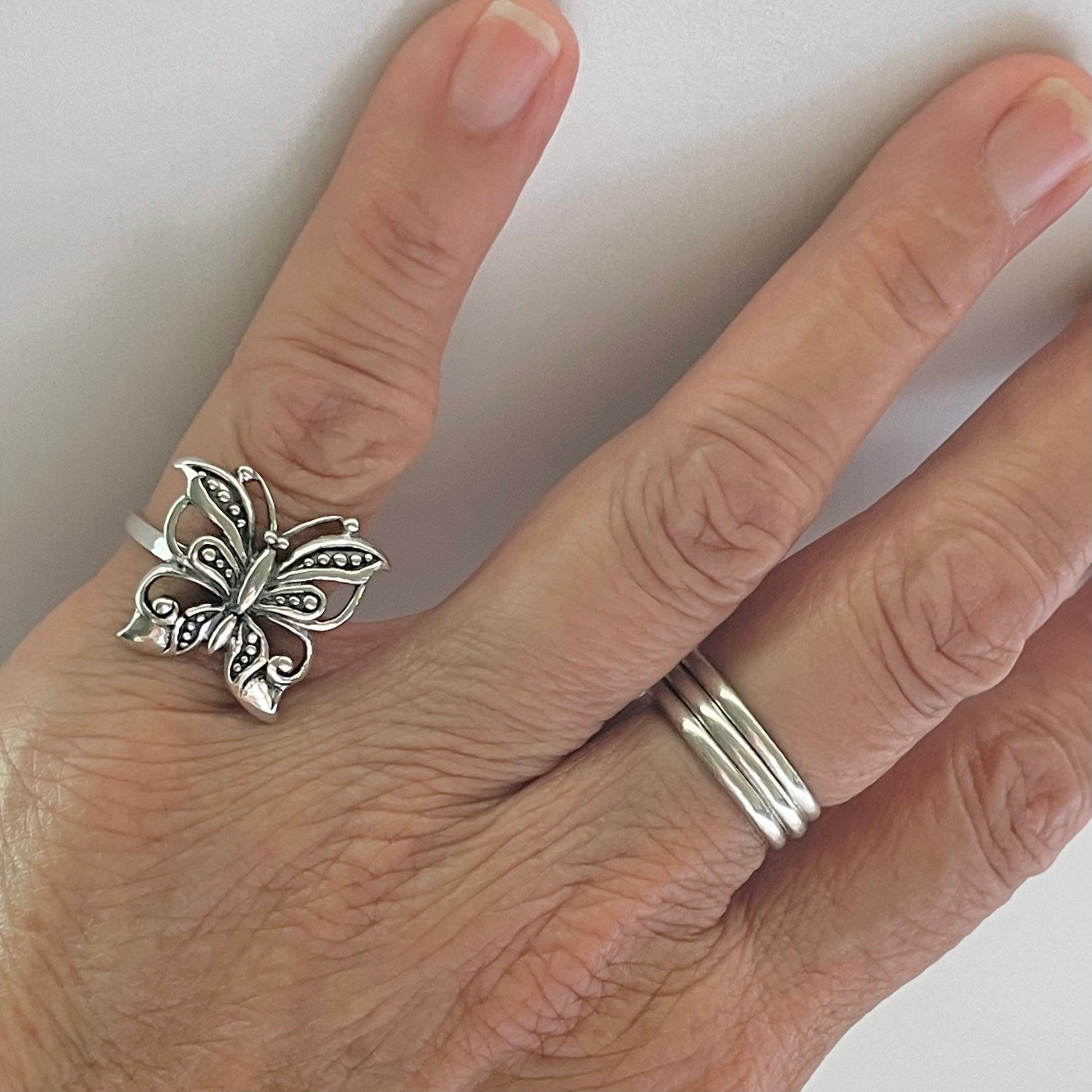 Sterling Silver Large Butterfly Ring, New Hope Ring, Love Silver Ring, Butterfly Silver Ring, Promise Silver Ring, Boho Ring, Statement Ring