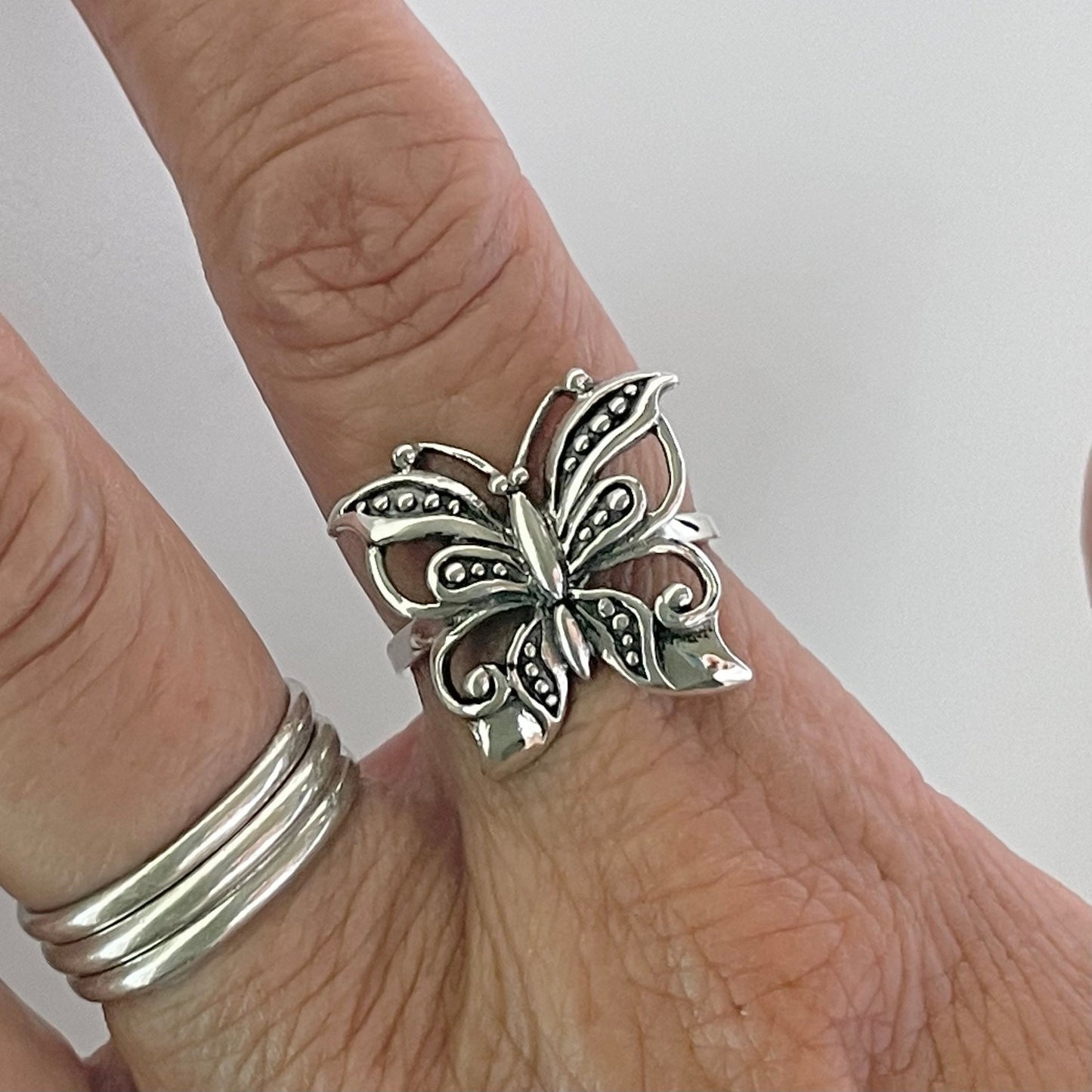 Sterling Silver Large Butterfly Ring, New Hope Ring, Love Silver Ring, Butterfly Silver Ring, Promise Silver Ring, Boho Ring, Statement Ring