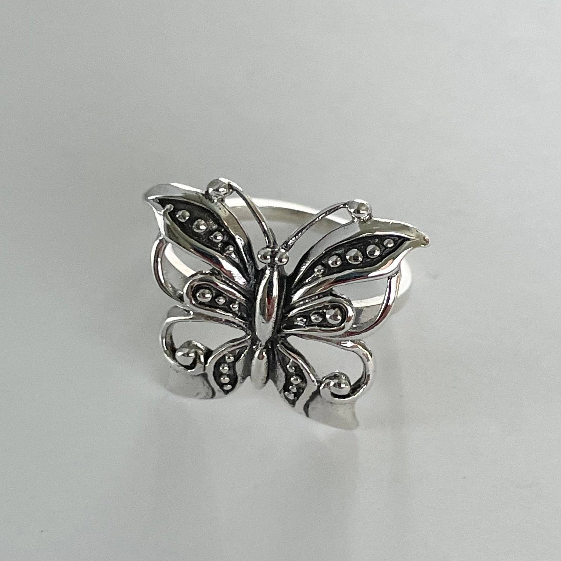 Sterling Silver Butterfly Ring: Boho Statement Jewelry
