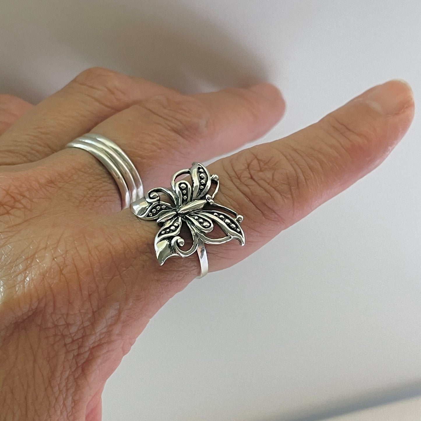 Sterling Silver Large Butterfly Ring, New Hope Ring, Love Silver Ring, Butterfly Silver Ring, Promise Silver Ring, Boho Ring, Statement Ring