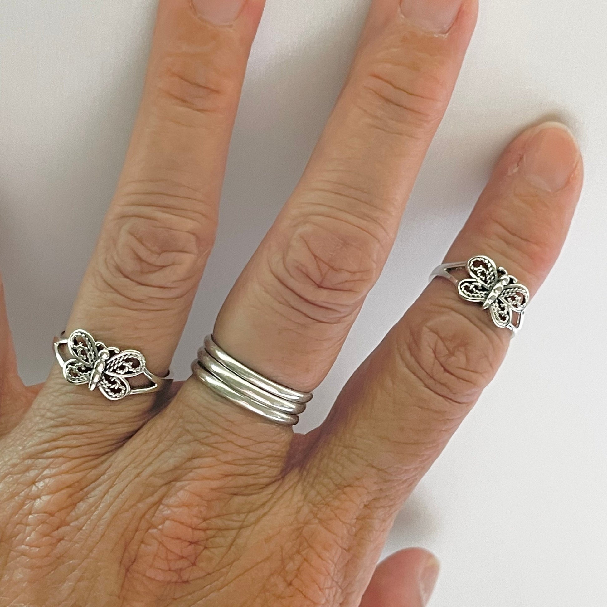 Sterling Silver Butterfly Ring: Dainty Midi/Toe Ring
