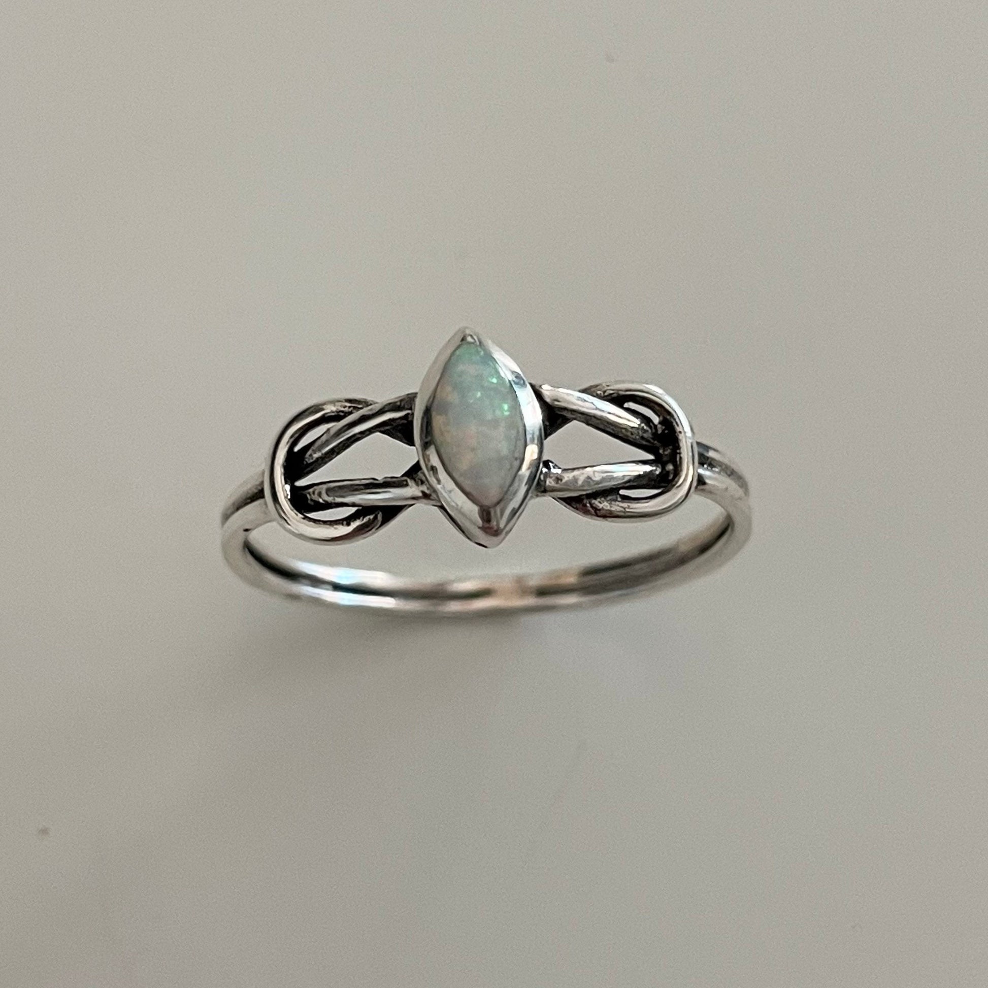 Sterling Silver Blue Opal, White Opal, Genuine Turquoise Ring, Dainty Ring, Diamond Shape Ring, Silver Opal Ring, Promise Turquoise Ring.