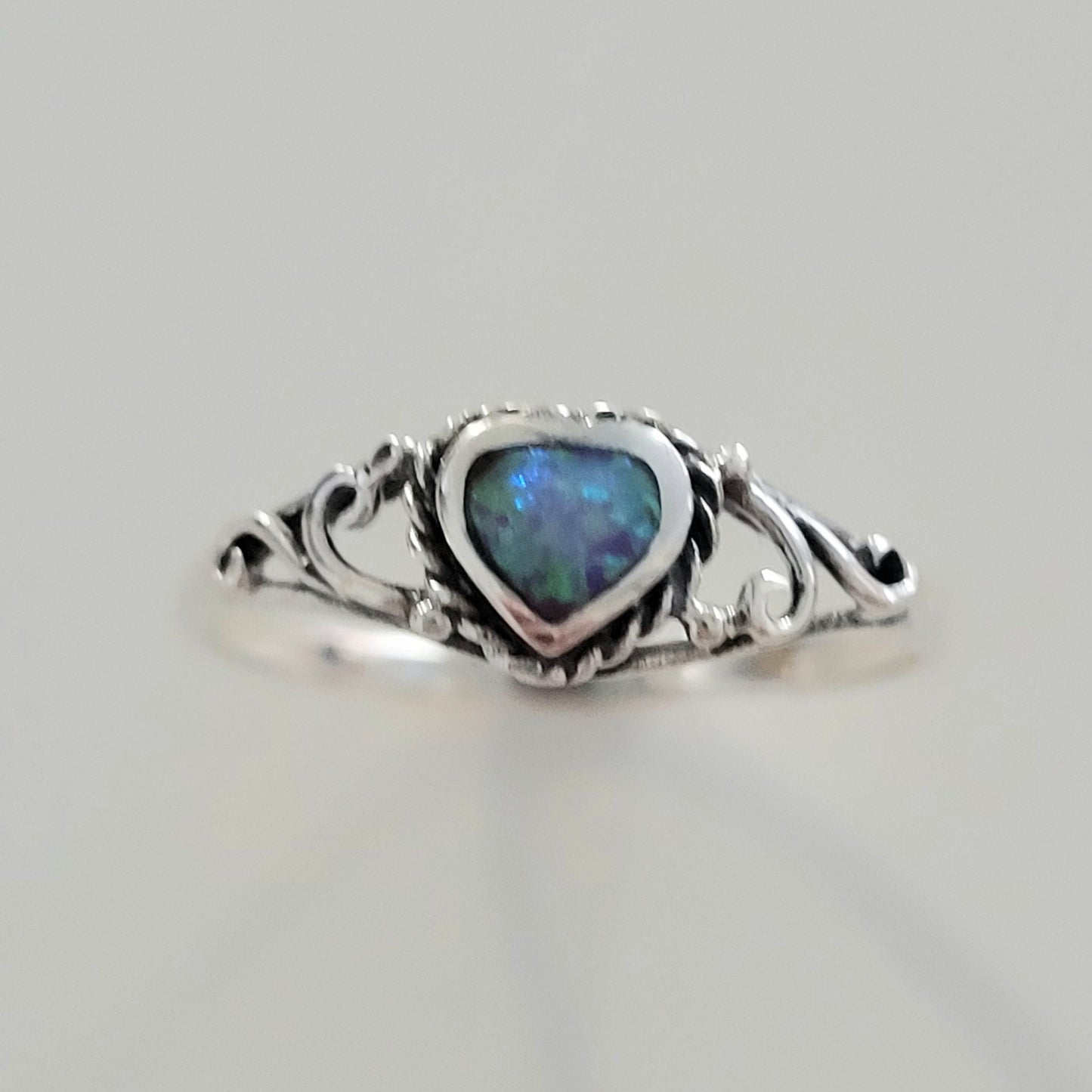 Sterling Silver Pink Opal Heart Ring, Promise Heart Love Ring, Silver Heart Ring, Boho Ring, Promise Opal Ring, Girl Ring, Silver Opal Ring,