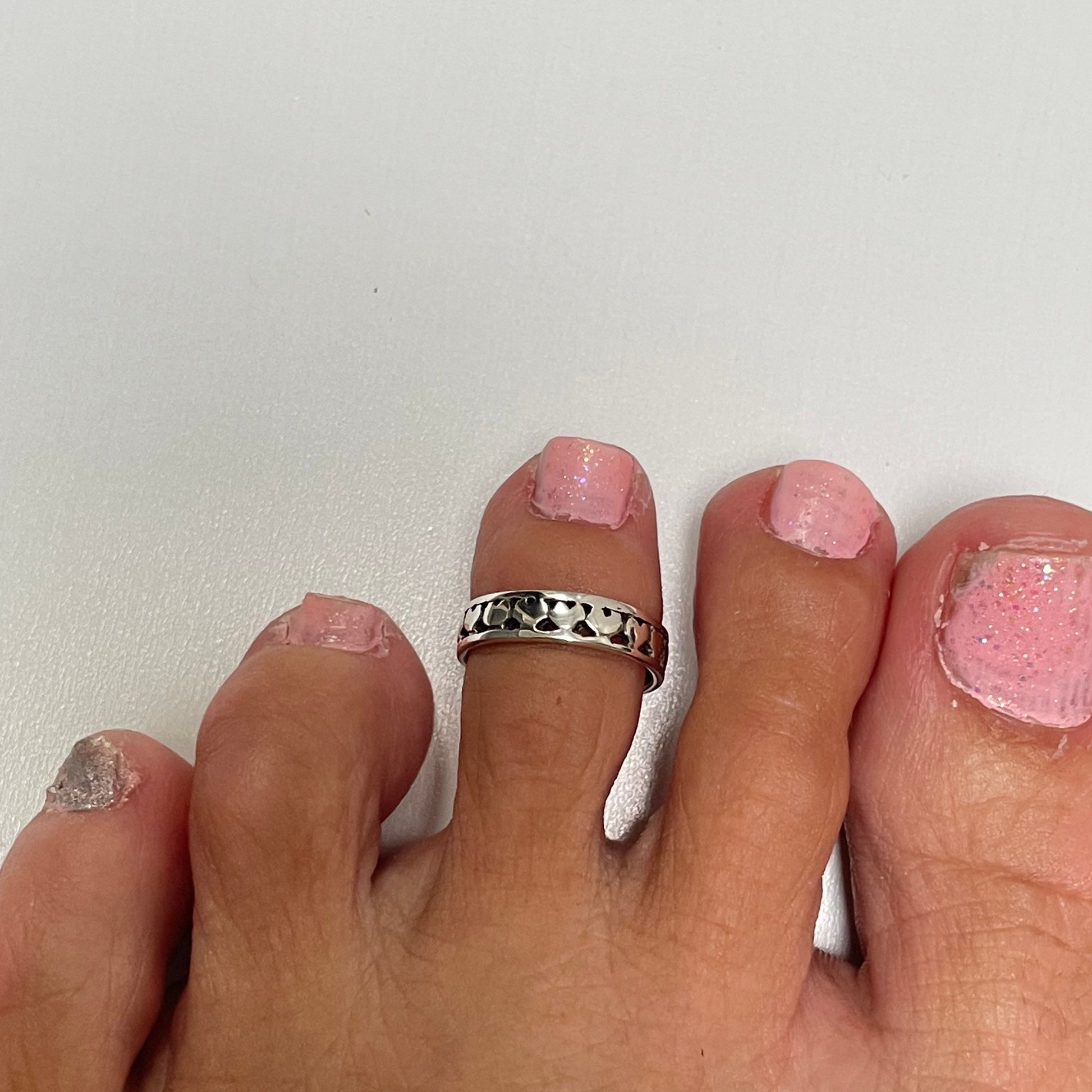 Sterling Silver Hearts Toe Ring: 925 Stamped Midi Ring