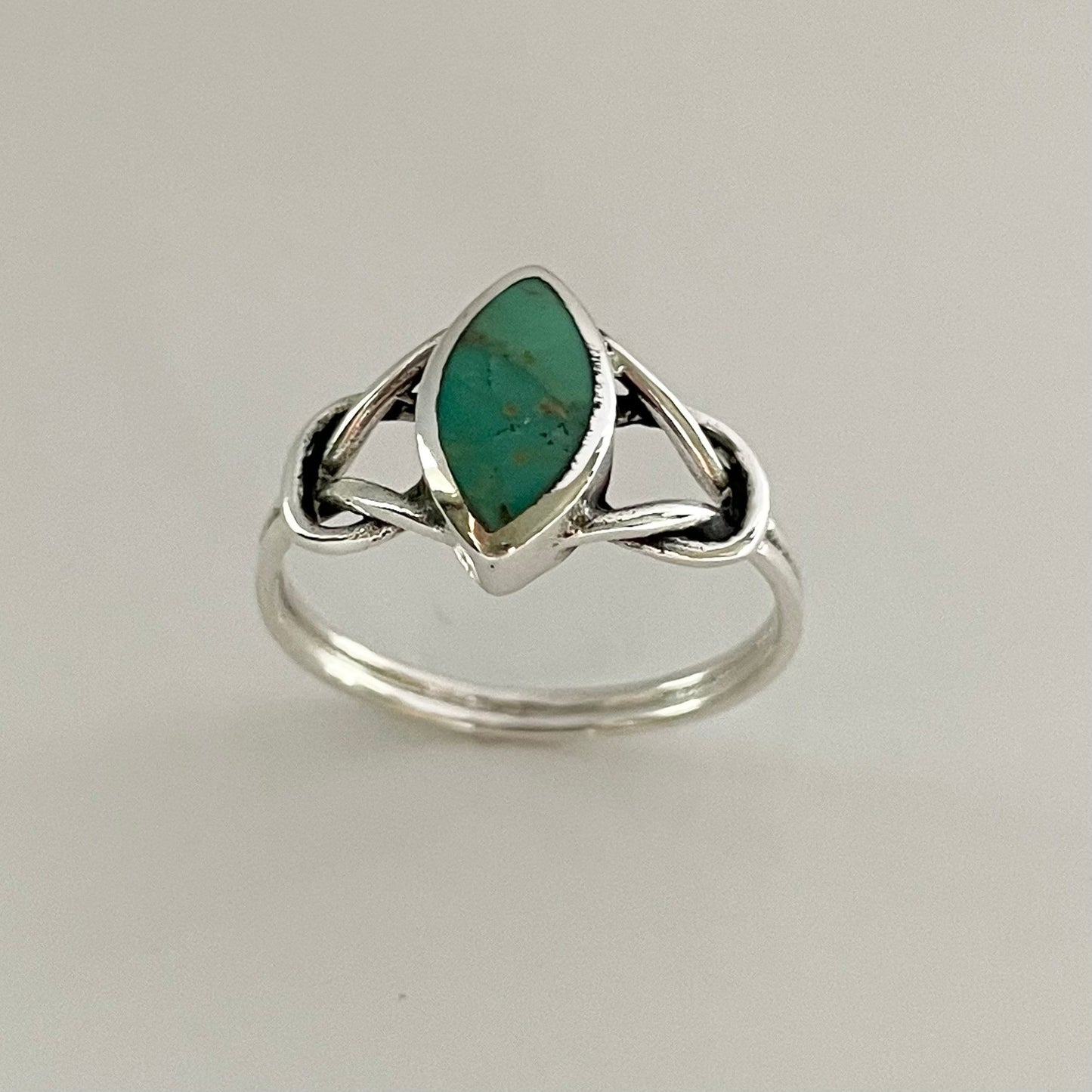 Sterling Silver Diamond Shape Turquoise Ring, Knot Silver Ring, Oval Ring, Boho Ring, Promise Silver Ring, Turquoise Ring, Statement Ring