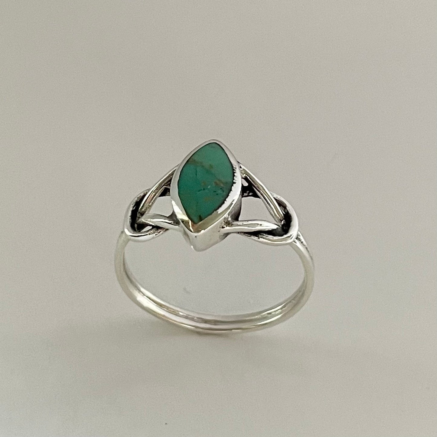 Sterling Silver Diamond Shape Turquoise Ring, Knot Silver Ring, Oval Ring, Boho Ring, Promise Silver Ring, Turquoise Ring, Statement Ring