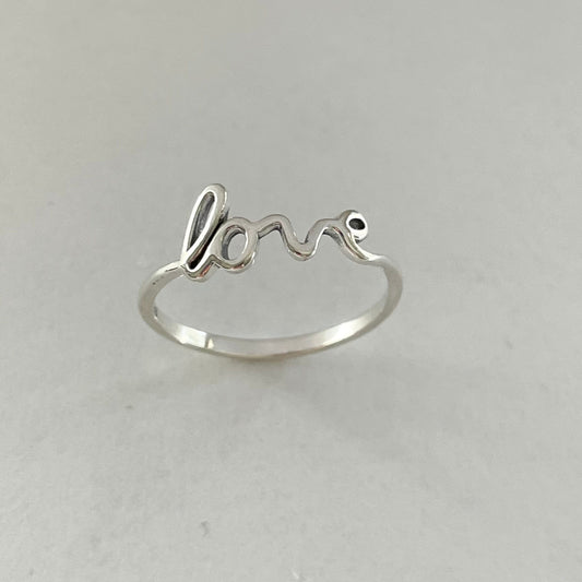 Sterling Silver 'Love' Ring: Dainty Midi or Toe Ring