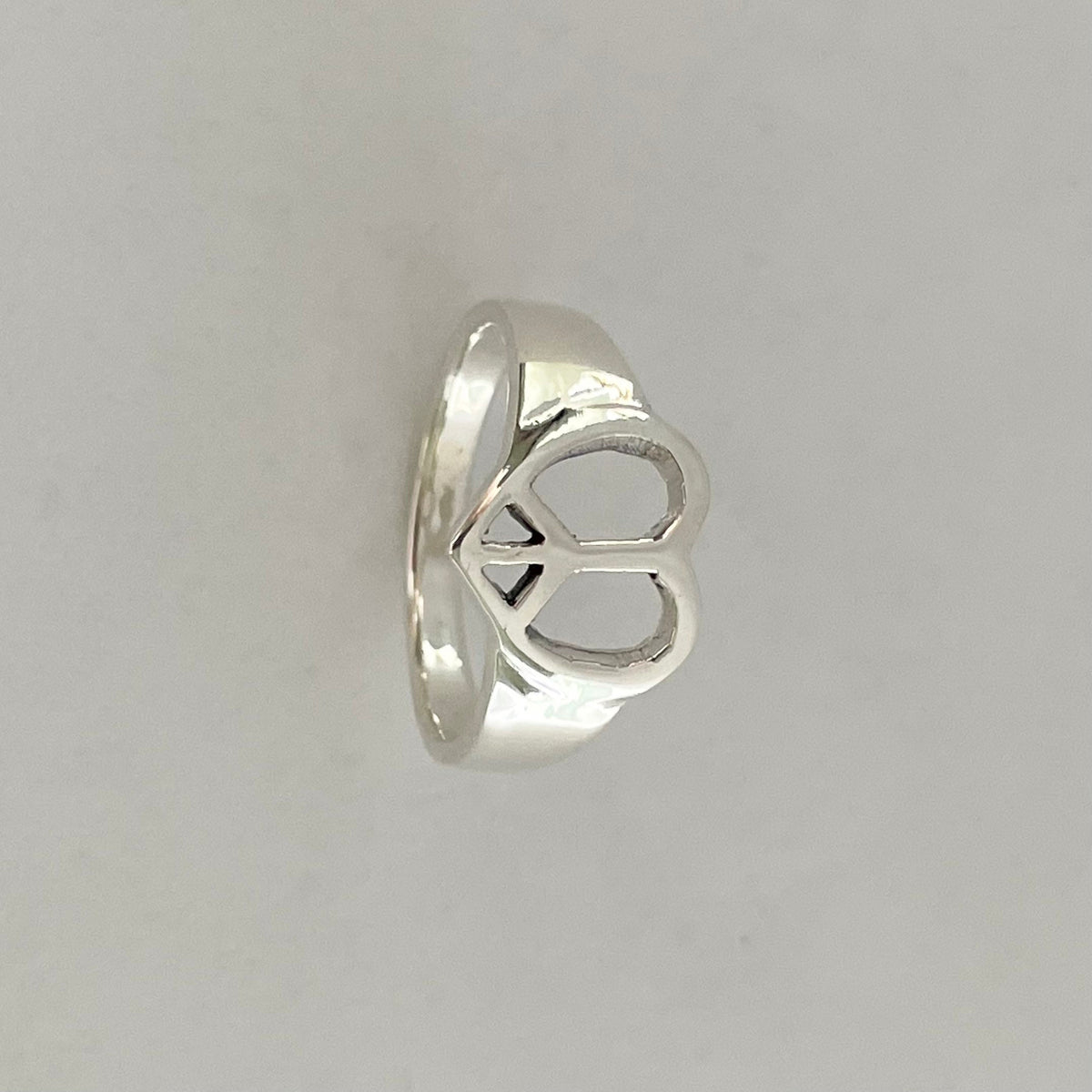 Sterling Silver Heart Peace Sign Ring: Unisex Hippie Jewelry