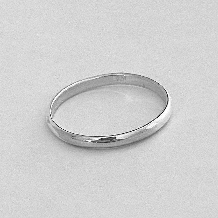 Sterling Silver Band Ring: Unisex Stackable 2mm Midi Ring