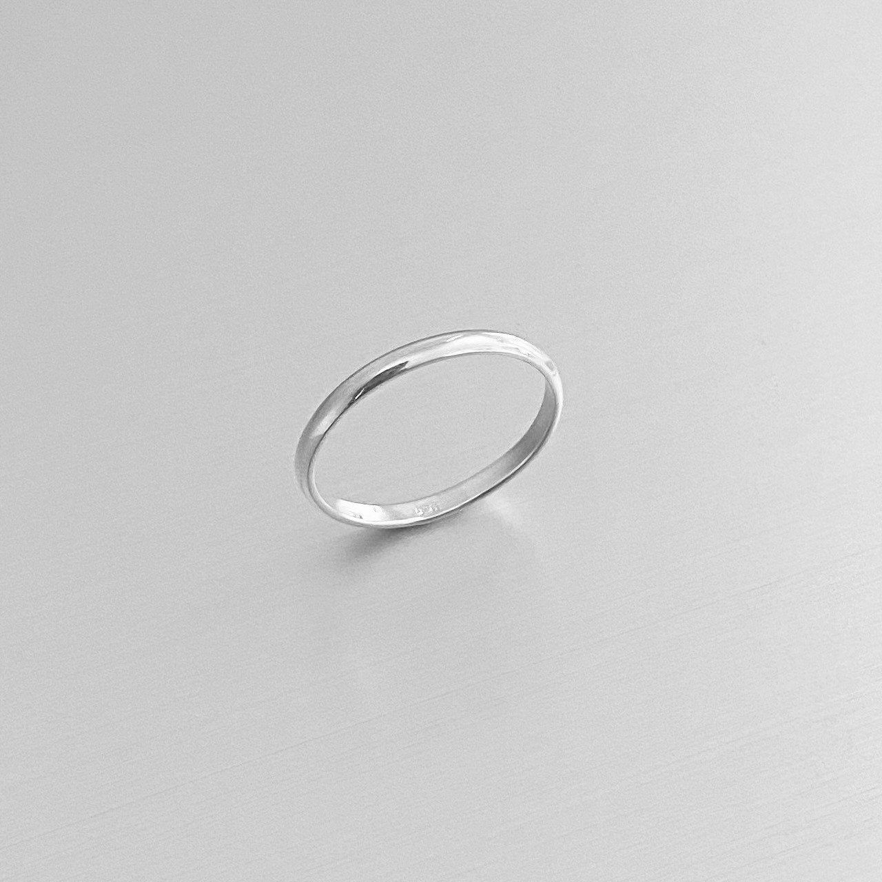 Sterling Silver Band Ring: Unisex Stackable 2mm Midi Ring