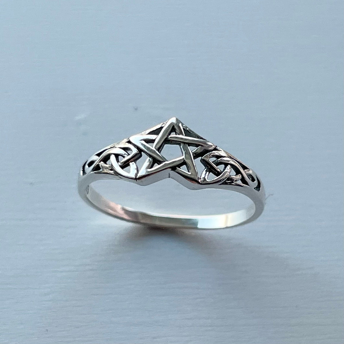 Sterling Silver Celtic Knot Star Ring: Oxidized Boho Band