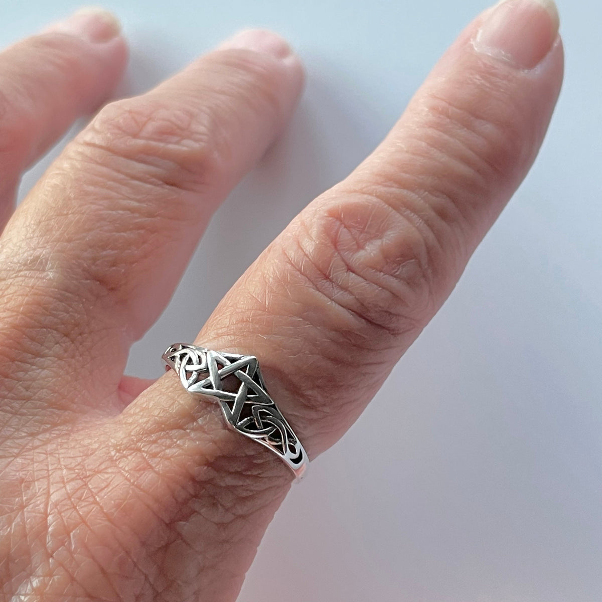 Sterling Silver Celtic Knot Star Ring: Oxidized Boho Band