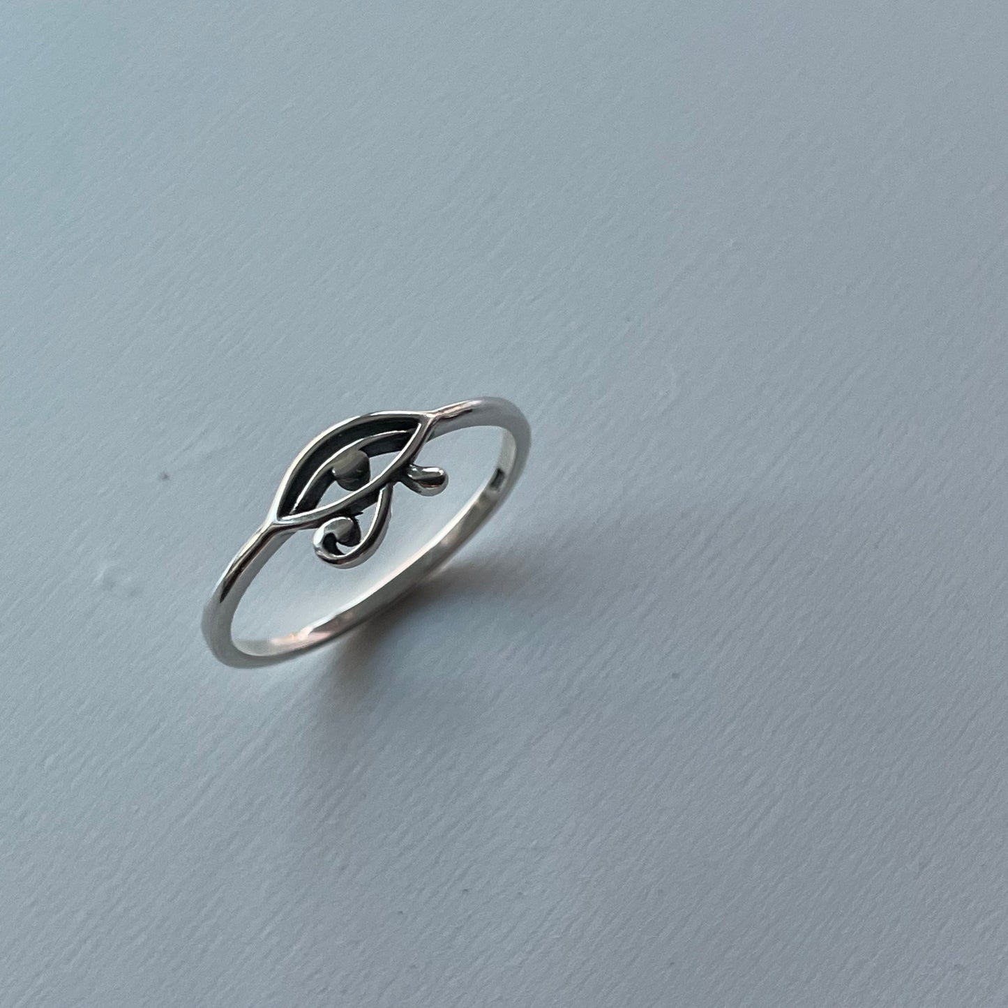 Dainty Sterling Silver Eye of Horus Ring: Egyptian Protection Jewelry