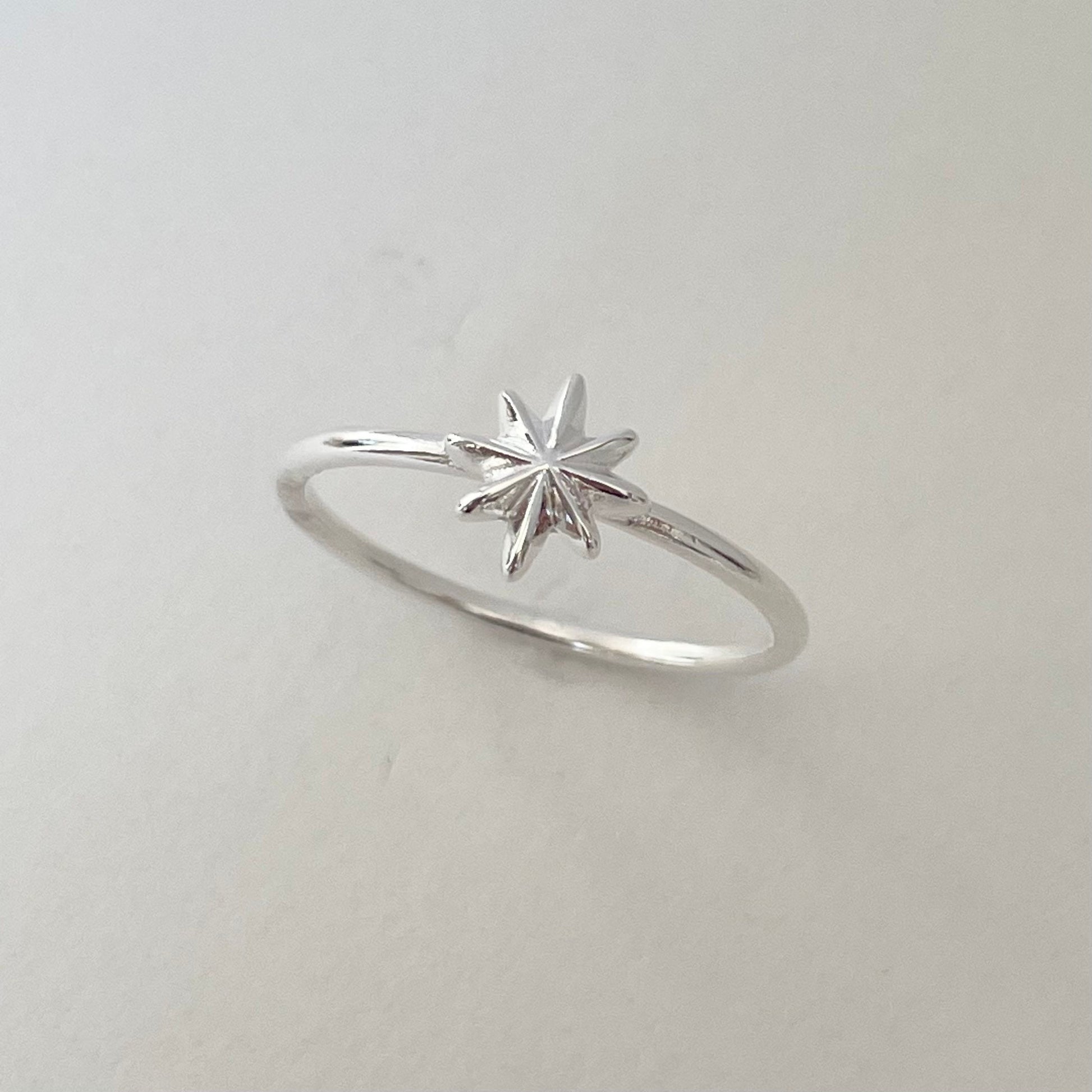 Sterling Silver Star Ring: Dainty High Polish Starlight Band