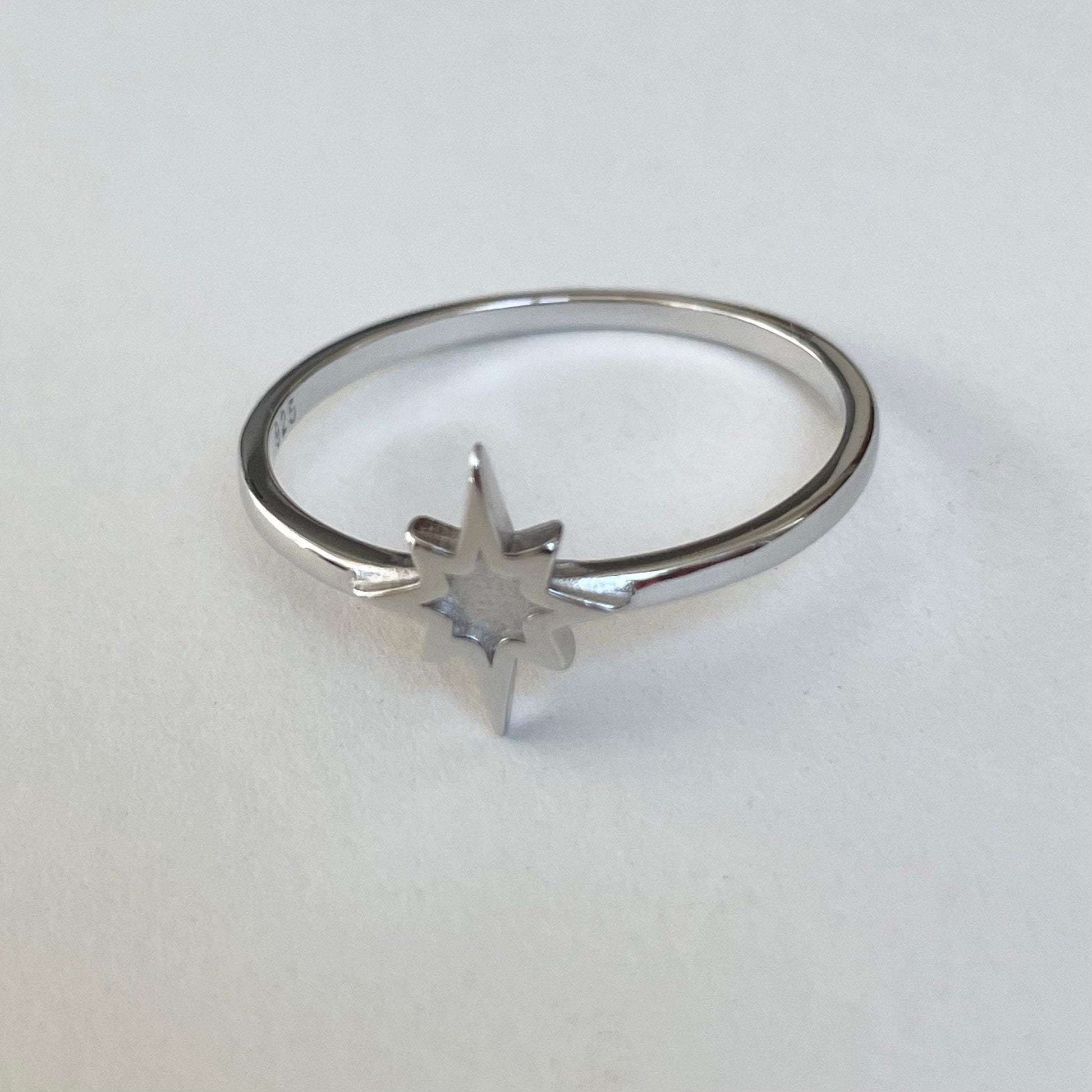 Sterling Silver Star Ring: Dainty Starlight Band, Boho Sky Jewelry