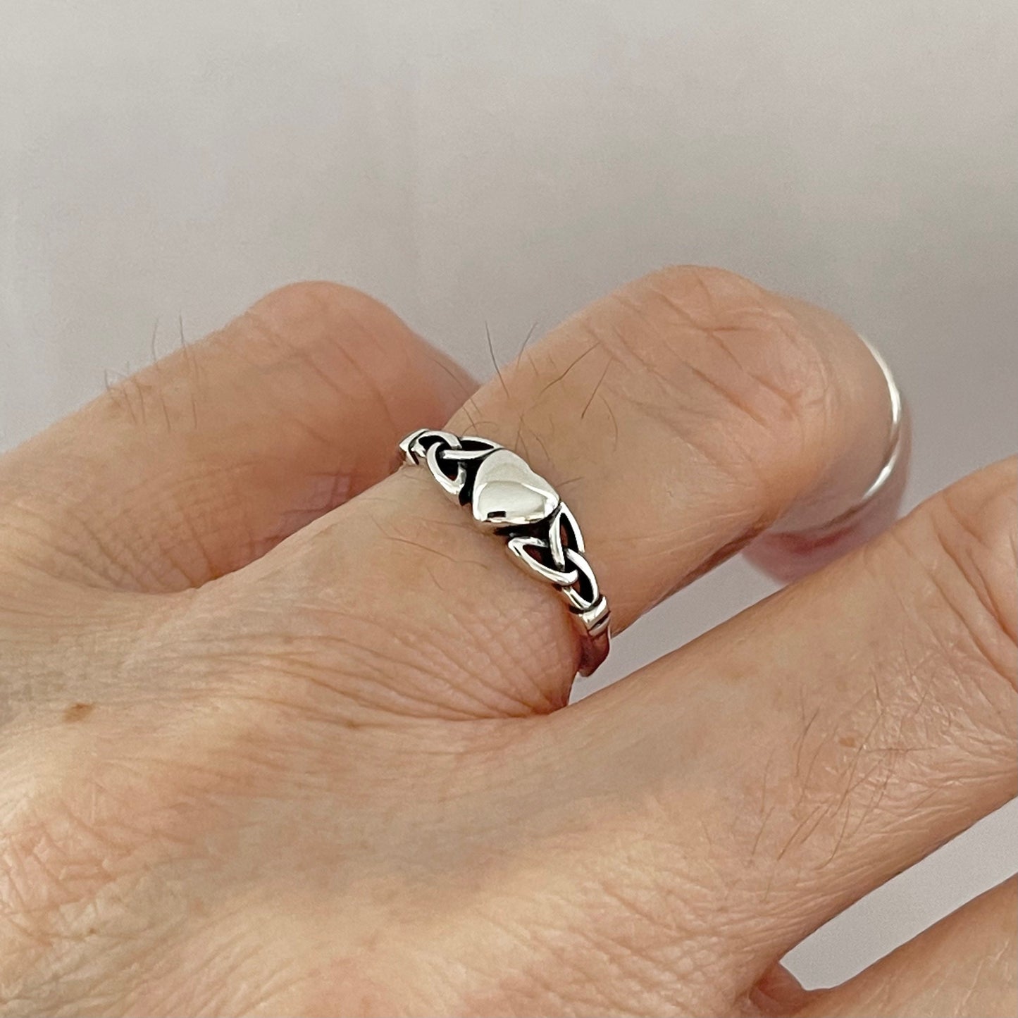 Dainty Sterling Silver Celtic Heart Ring - Boho Promise Ring