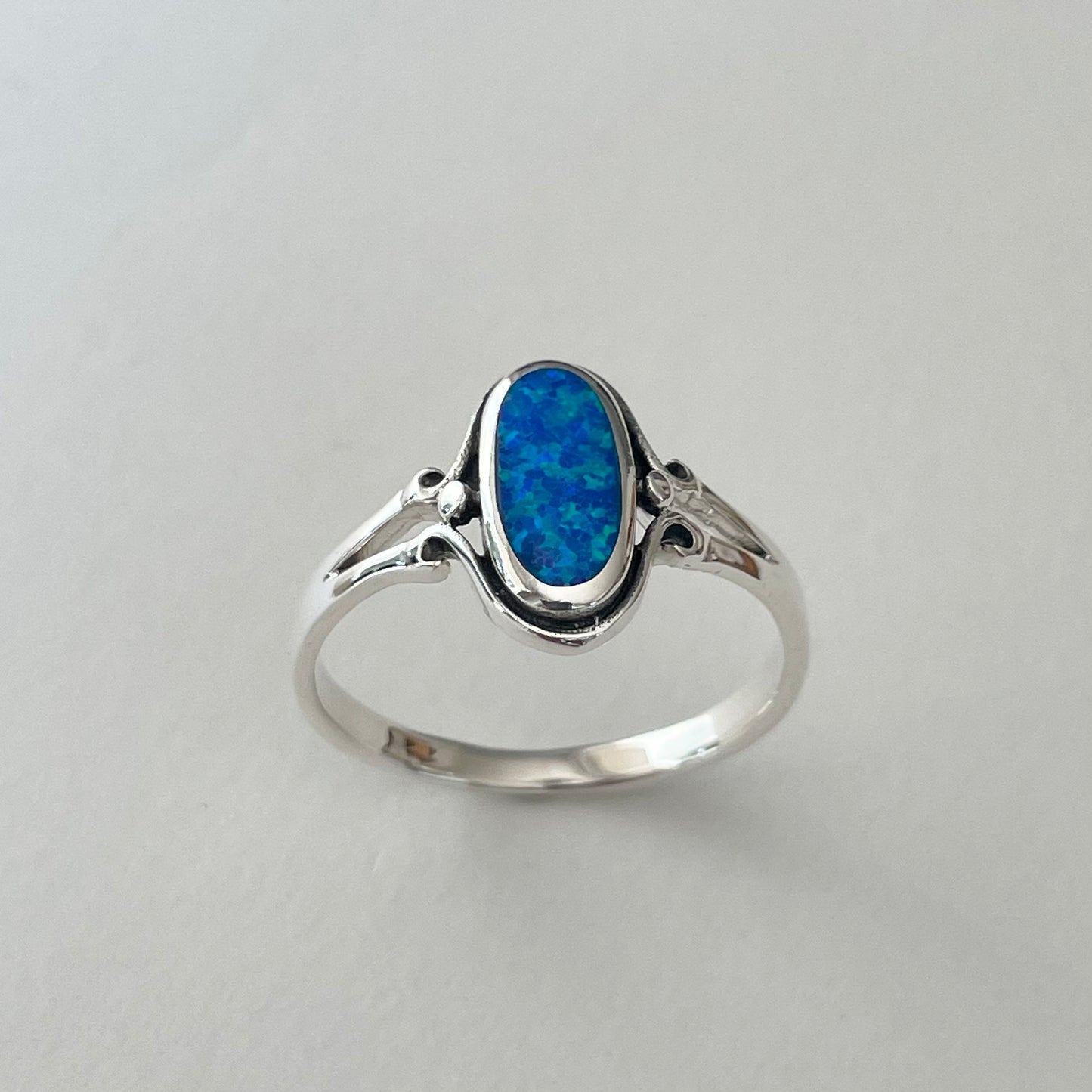 Sterling Silver Oval Blue Opal Ring, Boho Ring, Oval Ring, Silver Ring, Boho Ring, Opal Ring, Statement Ring, Love Ring