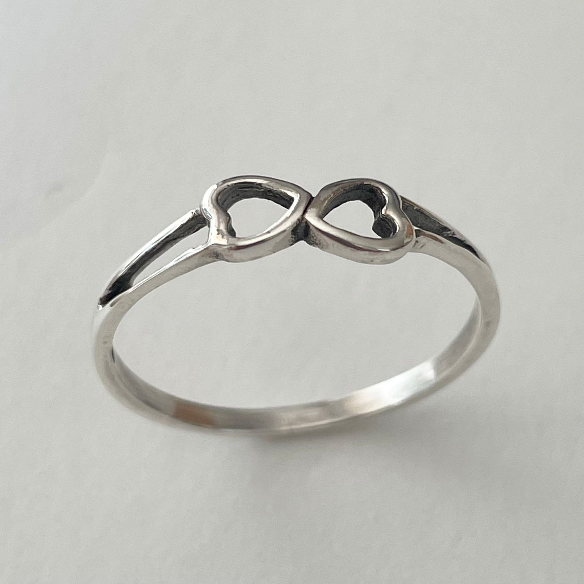 Sterling silver Dainty Double hearts ring, I Love You Ring, Thank You Ring, Hearts Ring, Promise Hearts Ring, Silver Ring, Two Hearts Ring