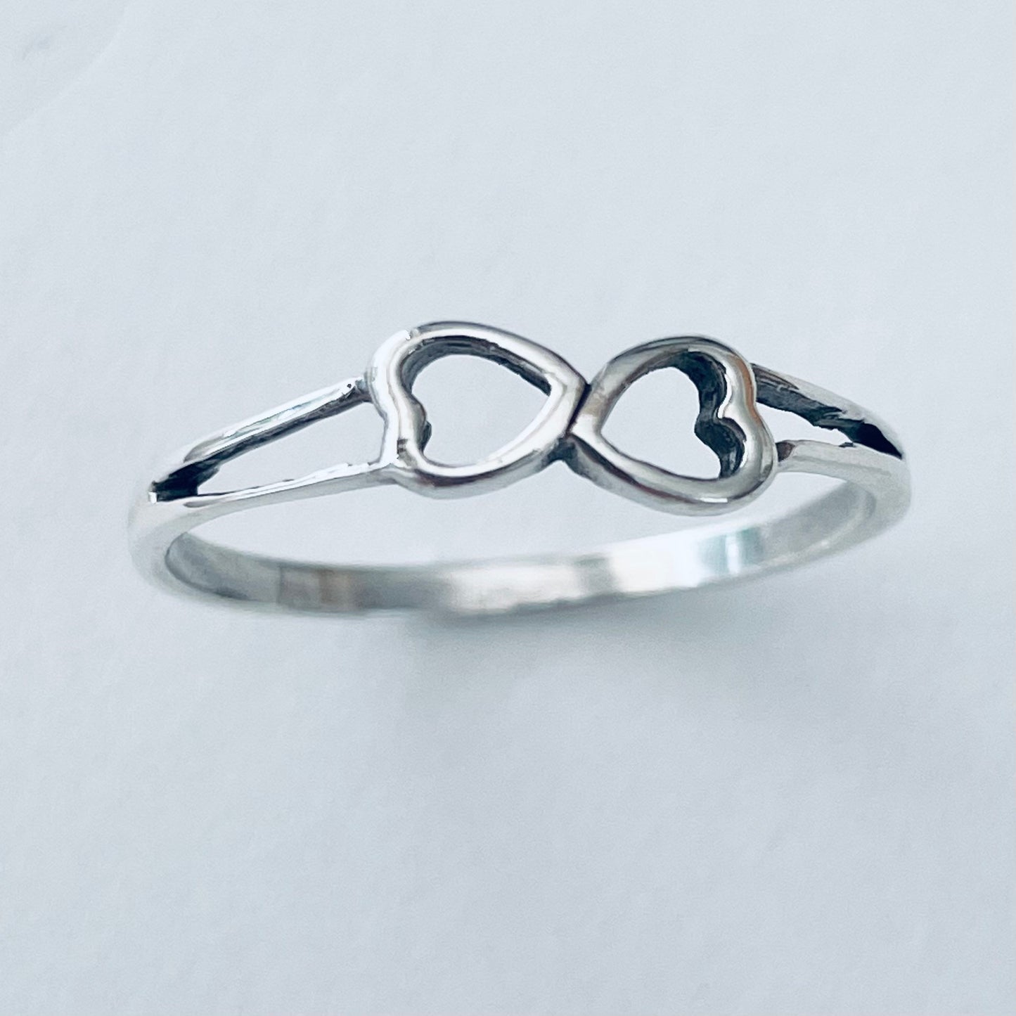 Sterling silver Dainty Double hearts ring, I Love You Ring, Thank You Ring, Hearts Ring, Promise Hearts Ring, Silver Ring, Two Hearts Ring