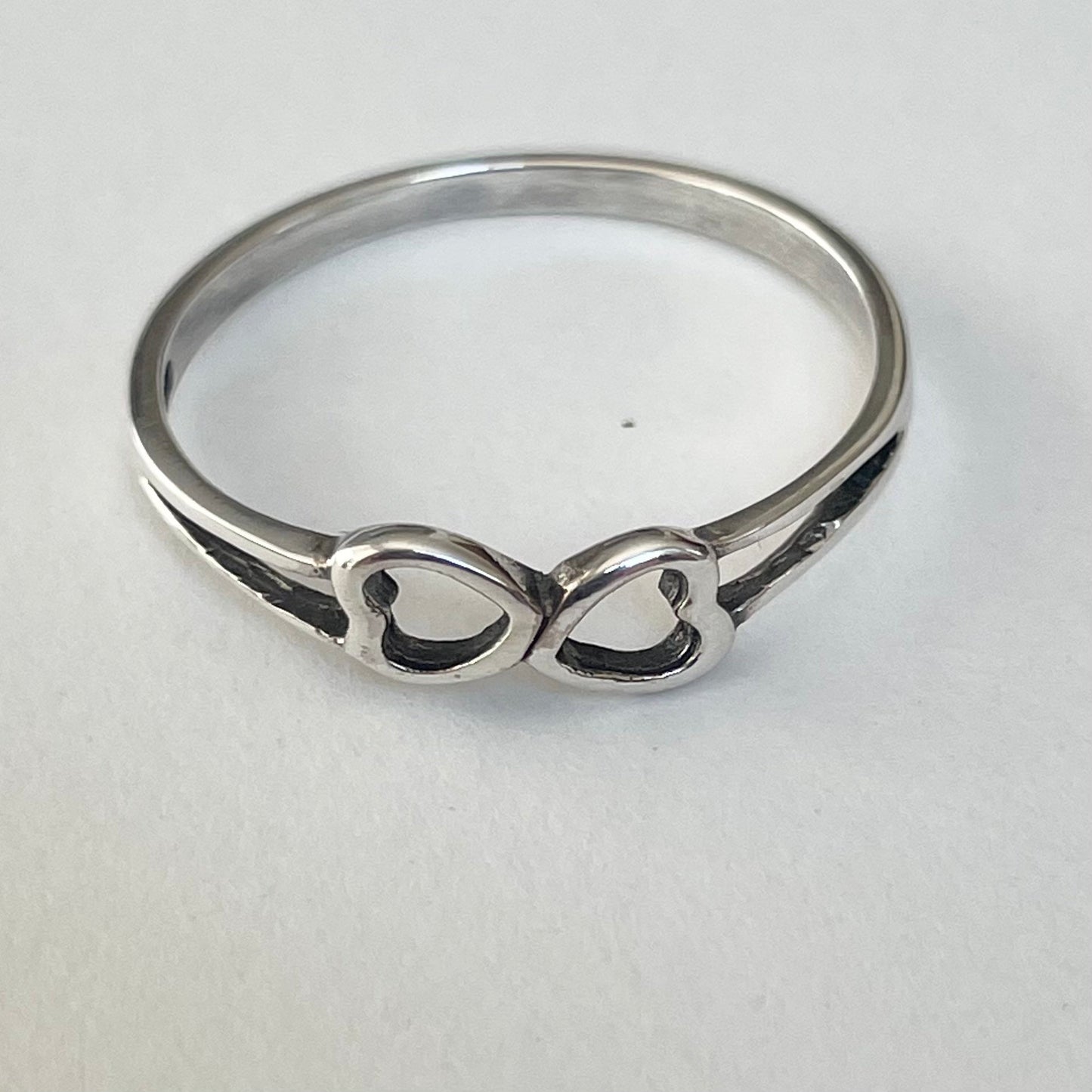 Sterling silver Dainty Double hearts ring, I Love You Ring, Thank You Ring, Hearts Ring, Promise Hearts Ring, Silver Ring, Two Hearts Ring