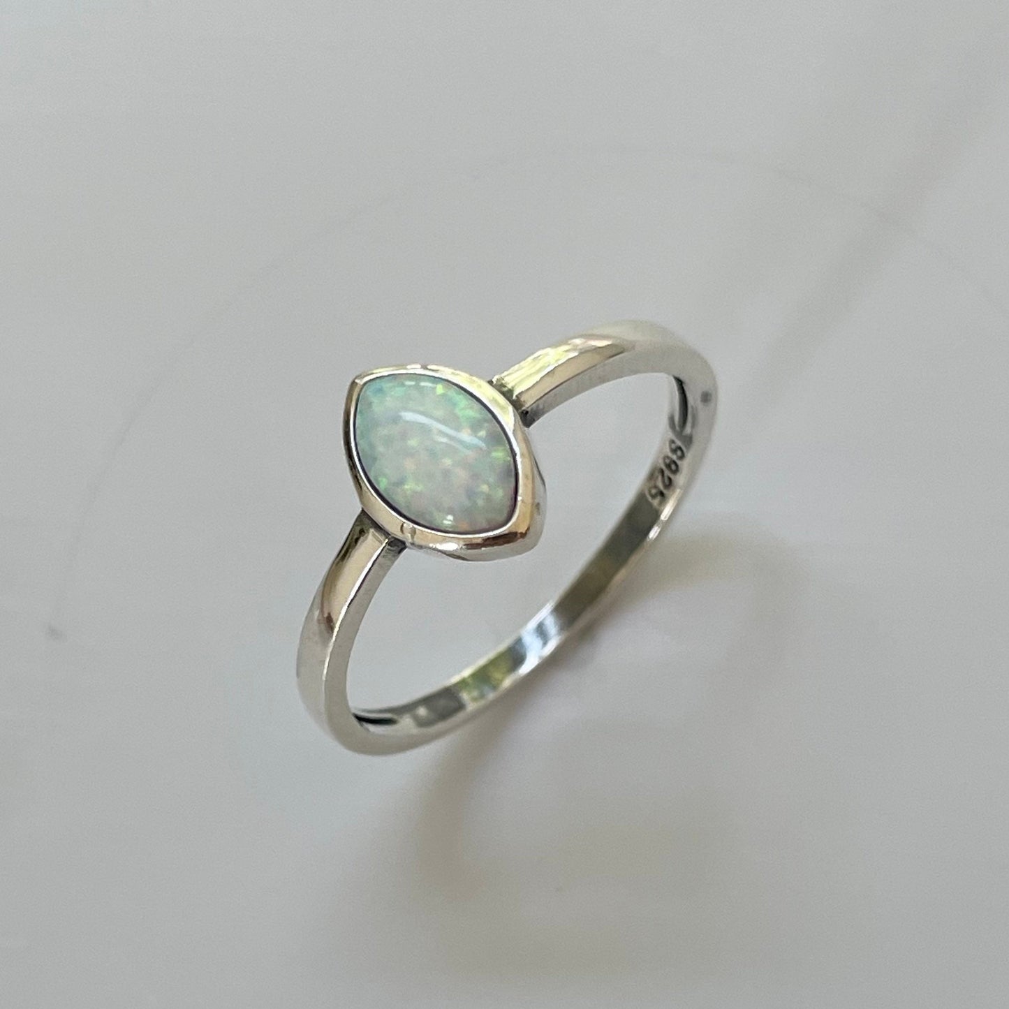 Sterling Silver Fire Opal Solitaire Diamond Shape Ring, Opal Ring Boho Ring, Silver Ring, Simple Ring, Solitaire Ring, Statement Ring