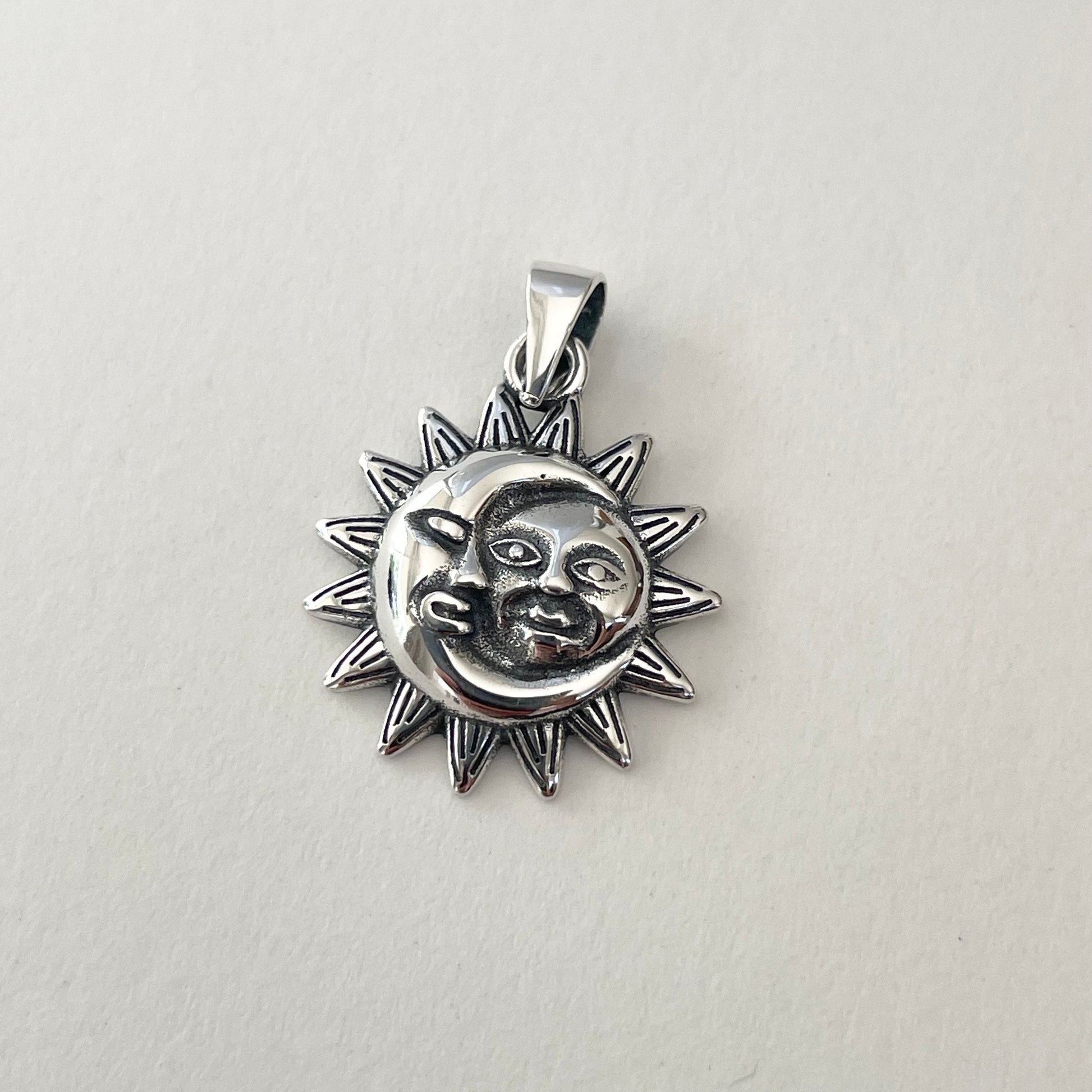 Sterling Silver Sun & Moon Face Dangling Earrings: Celestial Boho Jewelry