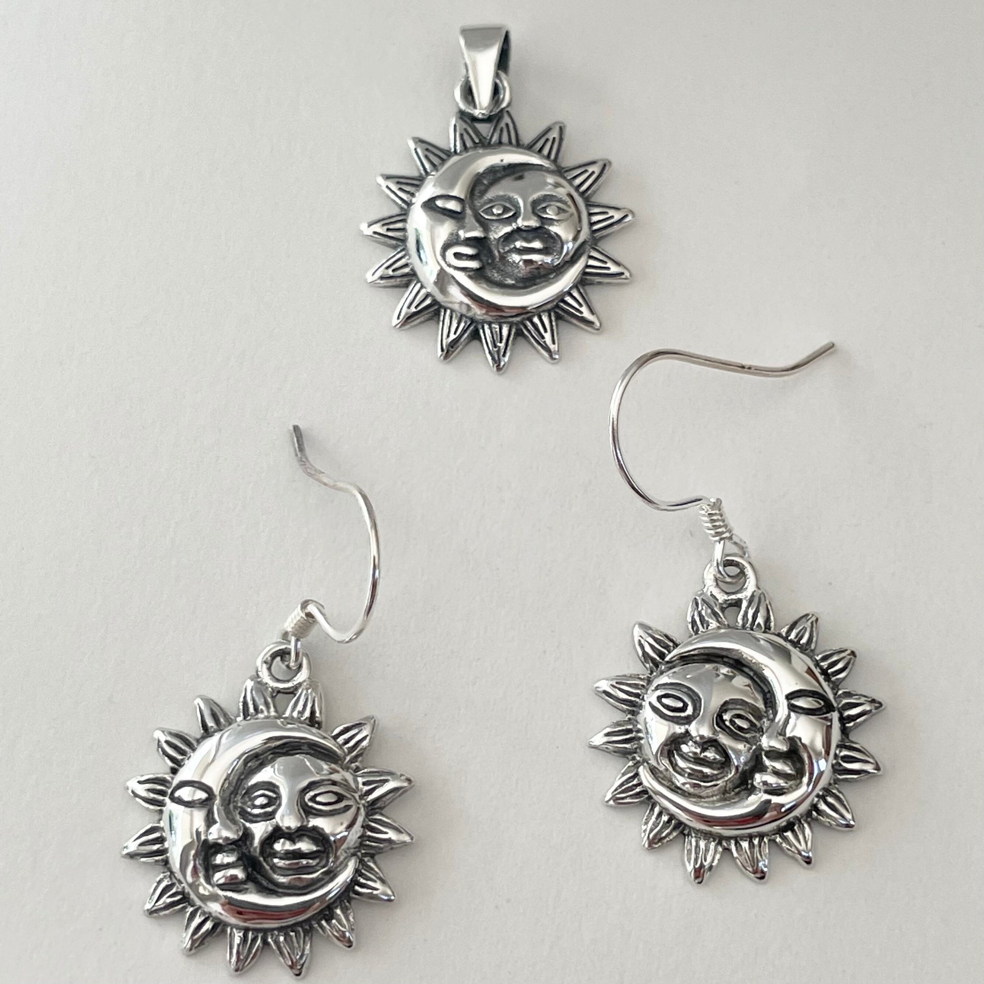 Sterling Silver Moon Dangling Earrings, Half Moon Earrings, Moon Face Earrings, Promise Earrings, Sunflower Earrings, Silver Moon Earrings