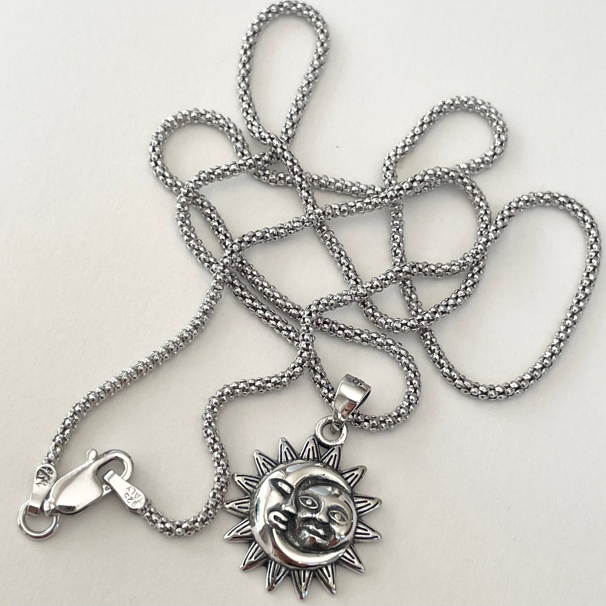 Sterling Silver Sun and Moon Pendant Necklace: Unisex Promise Jewelry
