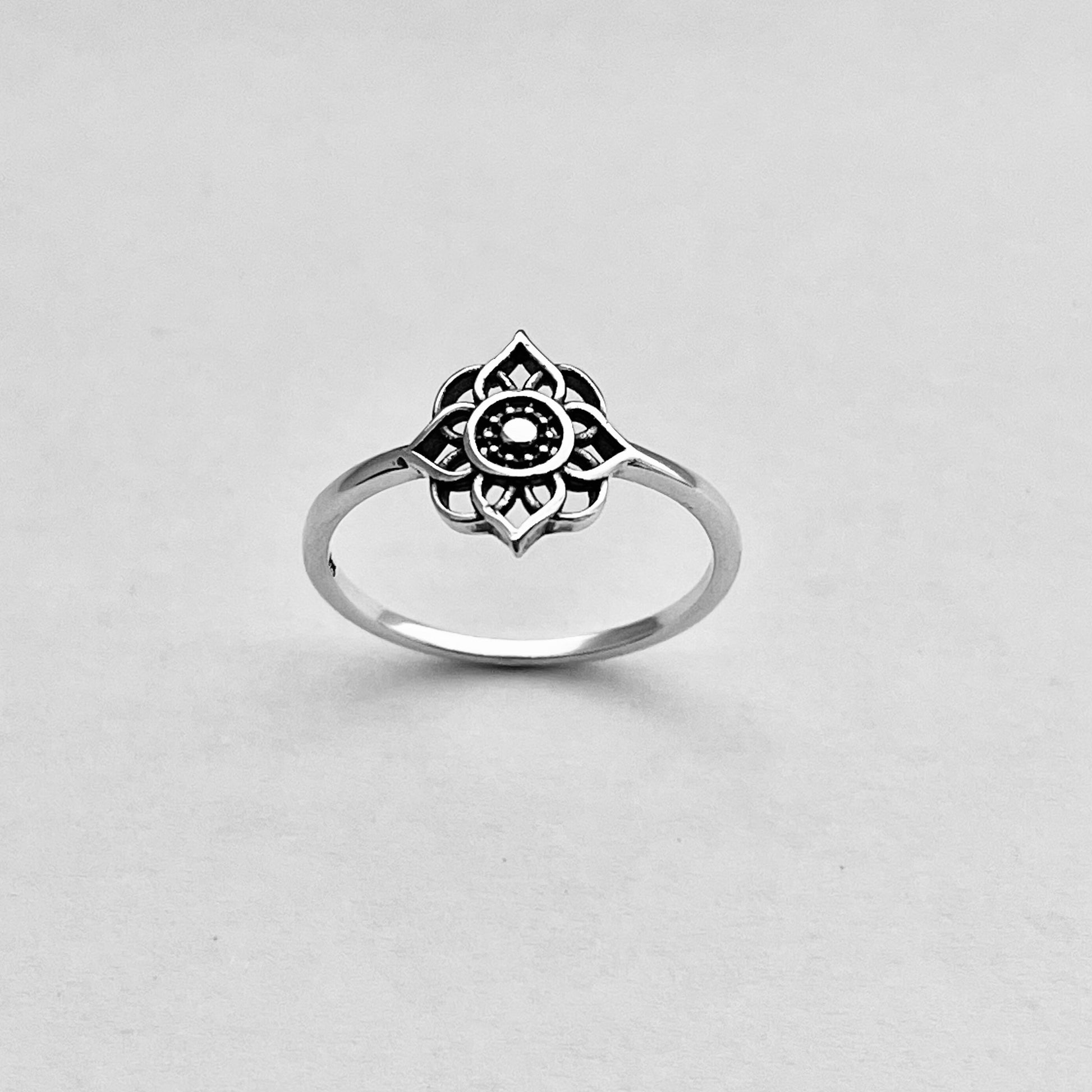 Sterling Silver Lotus Flower Ring, Spiritual Ring, Silver Love Ring, Flower Promise Ring, Mandala Flower Ring, Floral Ring, Silver Ring