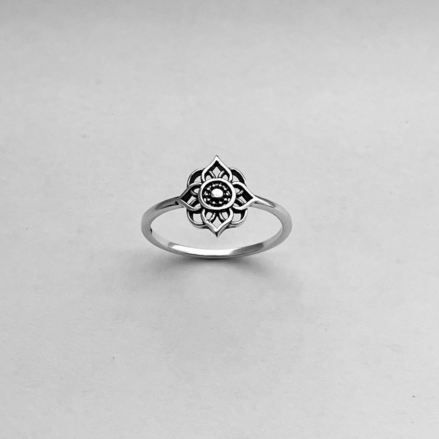 Sterling Silver Lotus Flower Ring, Spiritual Ring, Silver Love Ring, Flower Promise Ring, Mandala Flower Ring, Floral Ring, Silver Ring