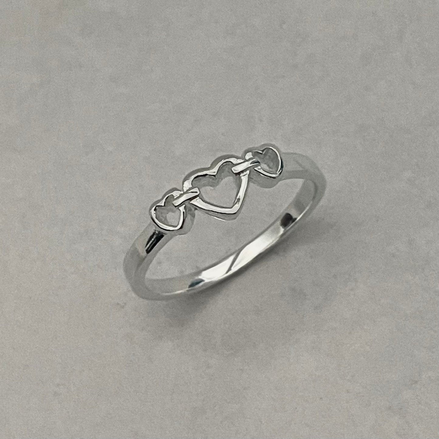 Dainty Three Hearts Sterling Silver Ring: Promise, Friendship, Love