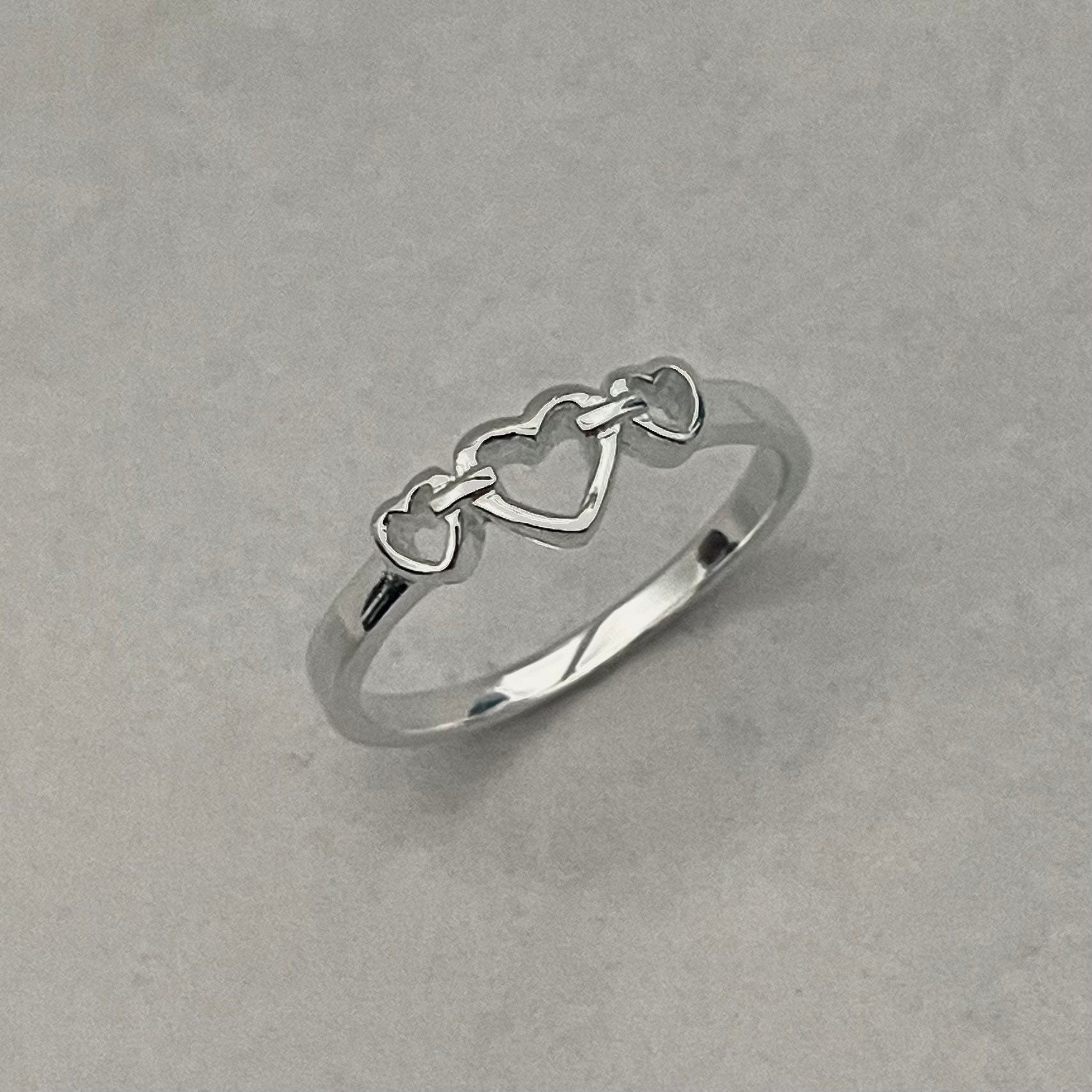 Dainty Three Hearts Sterling Silver Ring: Promise, Friendship, Love