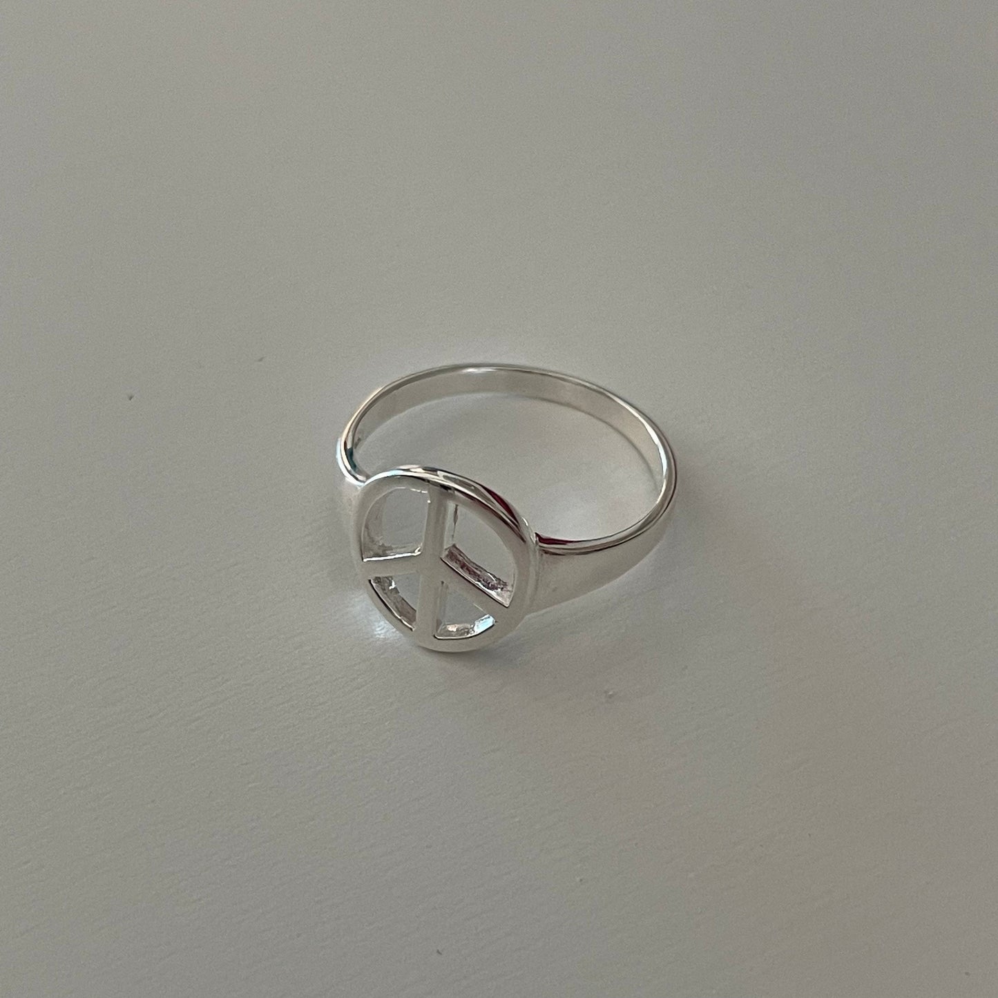 Sterling Silver Peace Sign Ring: Hippie Statement Jewelry