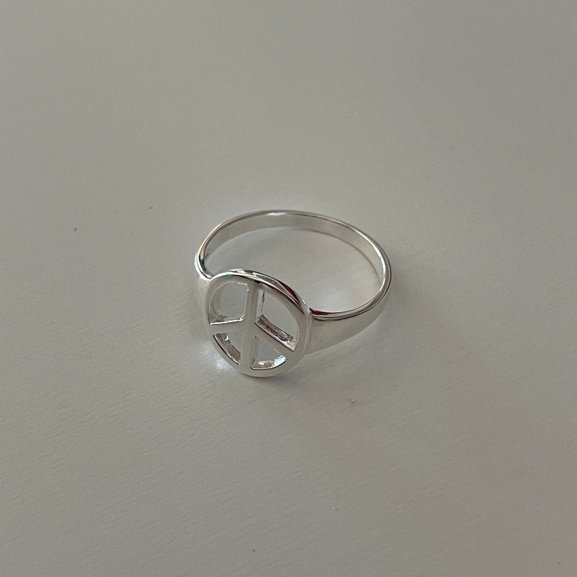 Sterling Silver Peace Sign Ring: Hippie Statement Jewelry