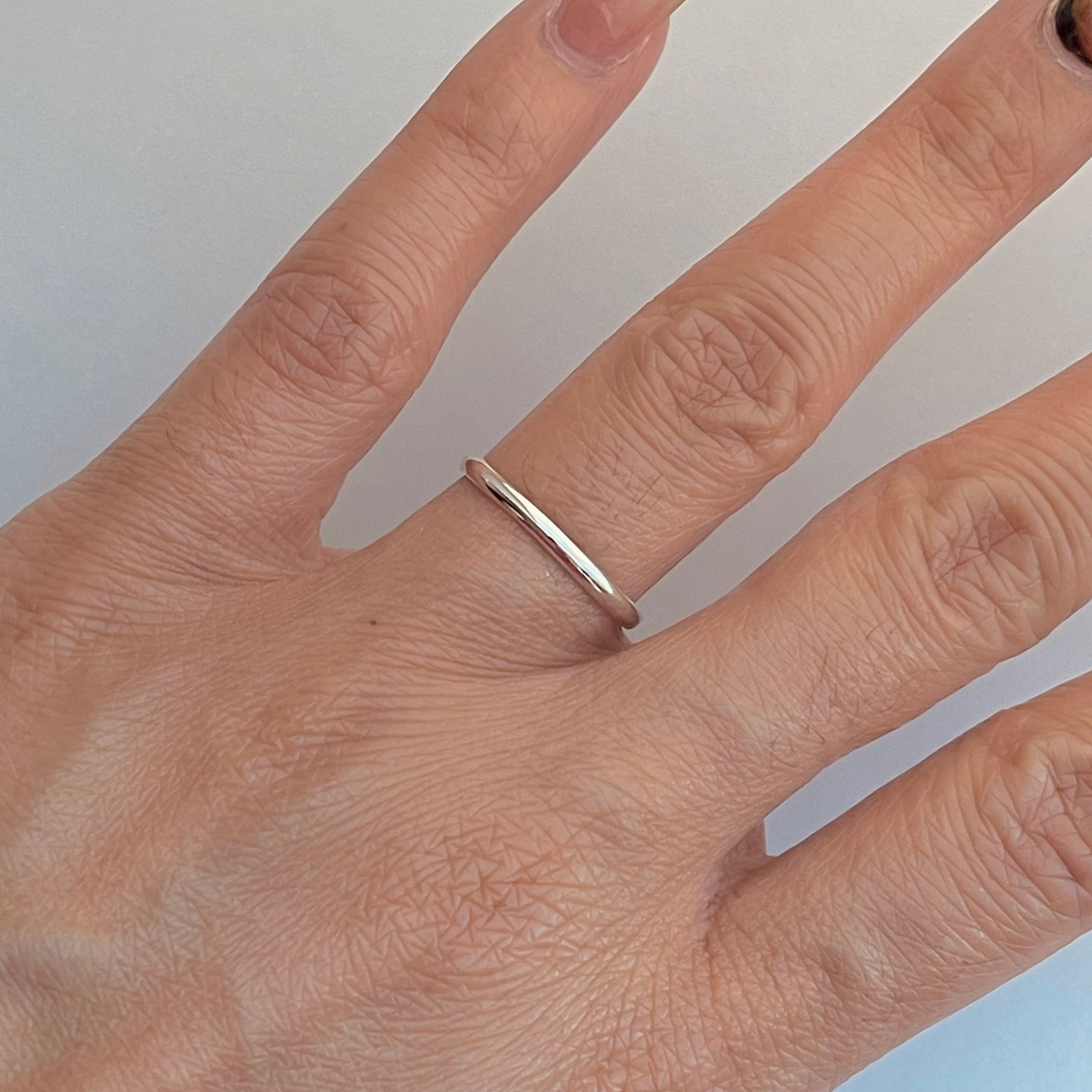 Sterling Silver Band Ring: Unisex Stackable 2mm Midi Ring
