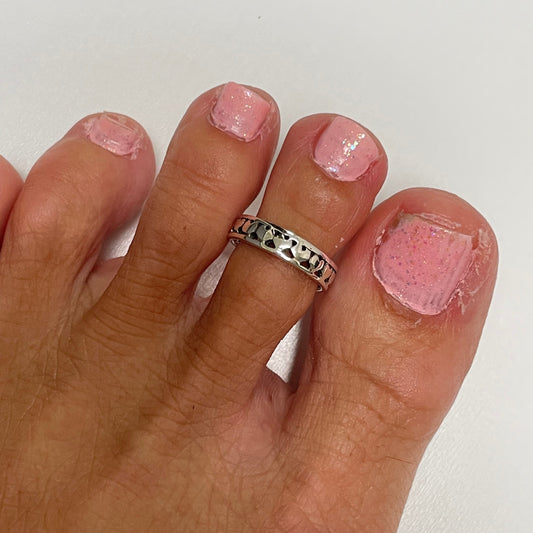 Sterling Silver Hearts Toe Ring: 925 Stamped Midi Ring