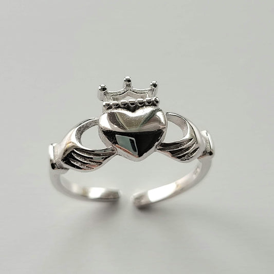 Sterling Silver Irish Claddagh Toe Ring: Promise, Love & Loyalty