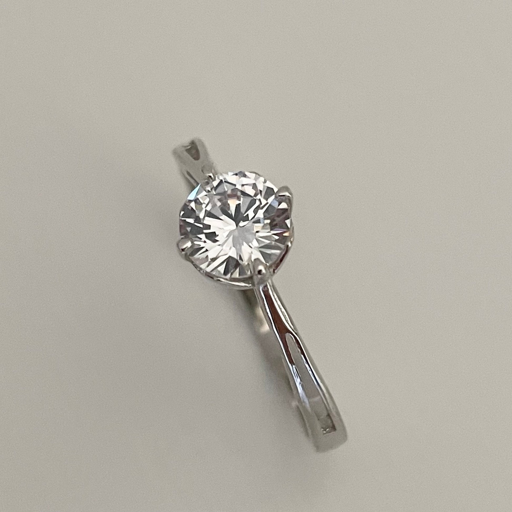 Sterling Silver Solitaire Ring: 1 Carat CZ Engagement Wedding
