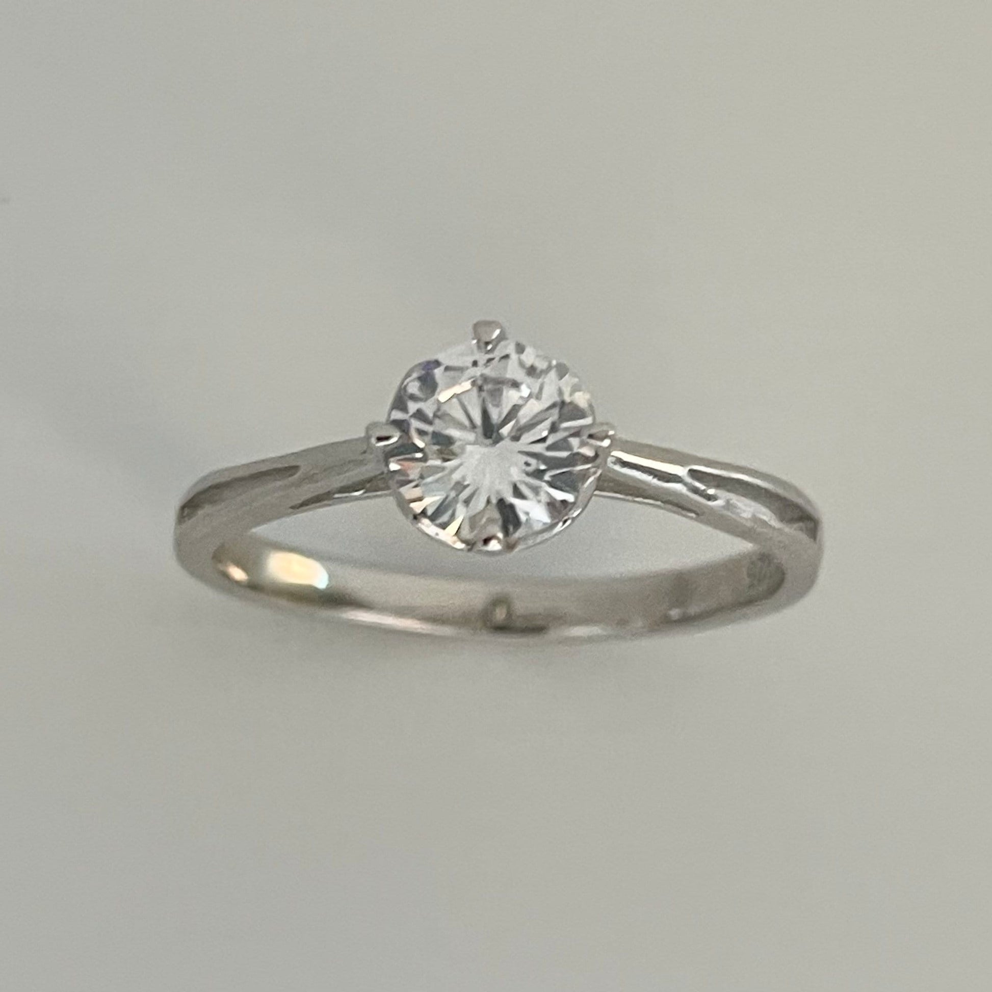 Sterling Silver Solitaire Ring: 1 Carat CZ Engagement Wedding