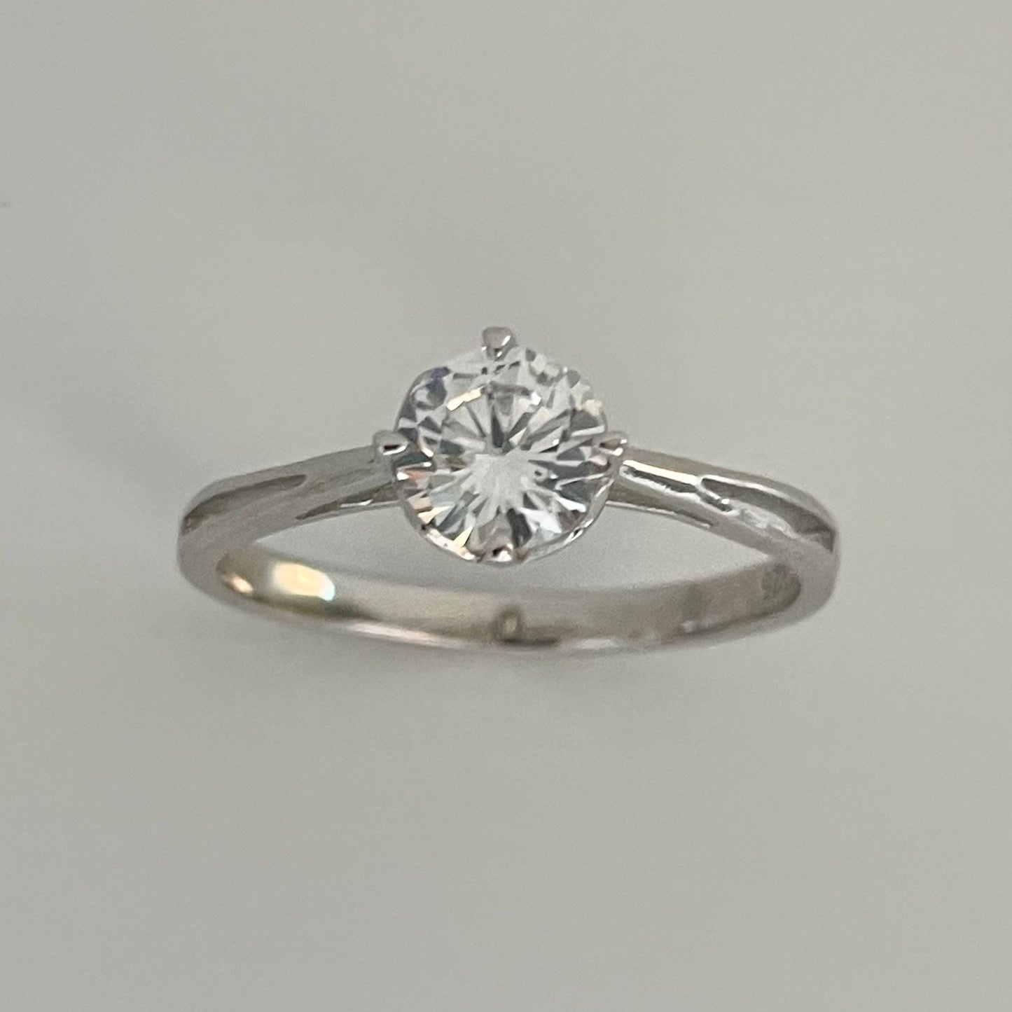 Sterling Silver Solitaire Ring: 1 Carat CZ Engagement Wedding