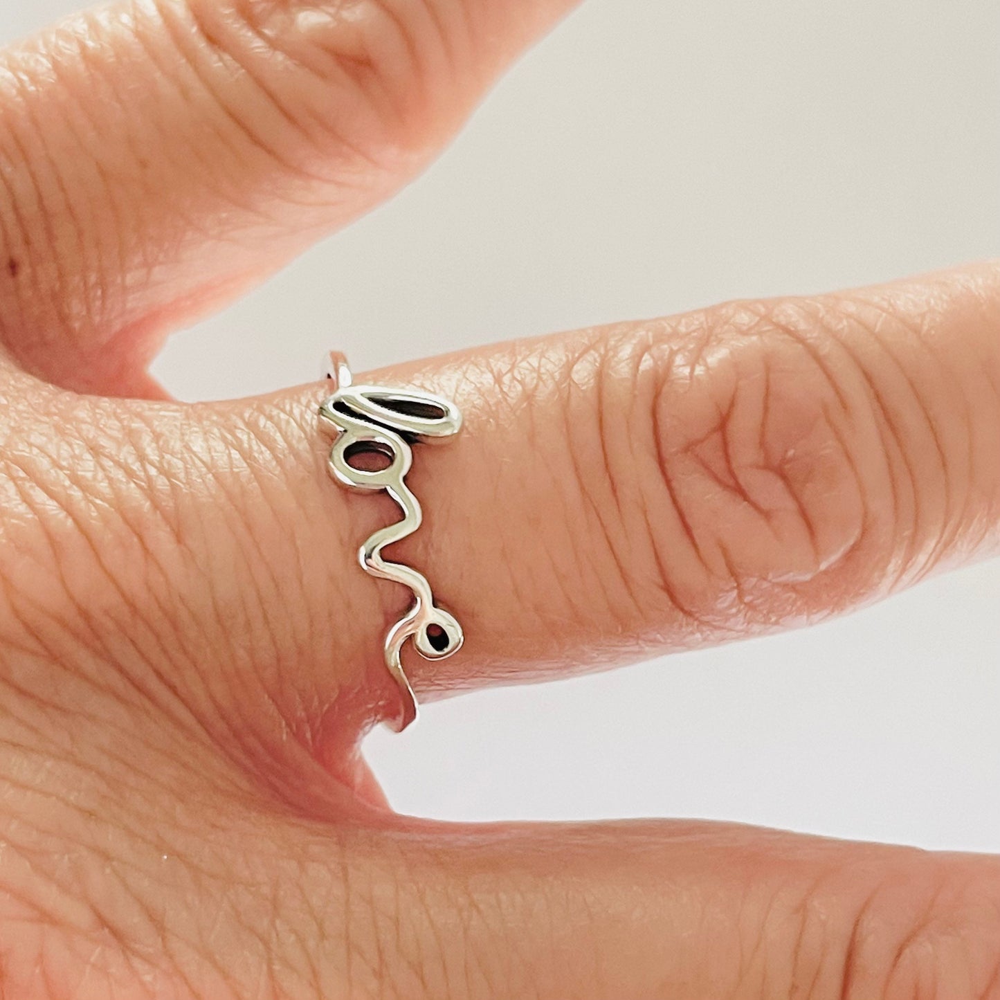 Sterling Silver 'Love' Ring: Dainty Midi or Toe Ring