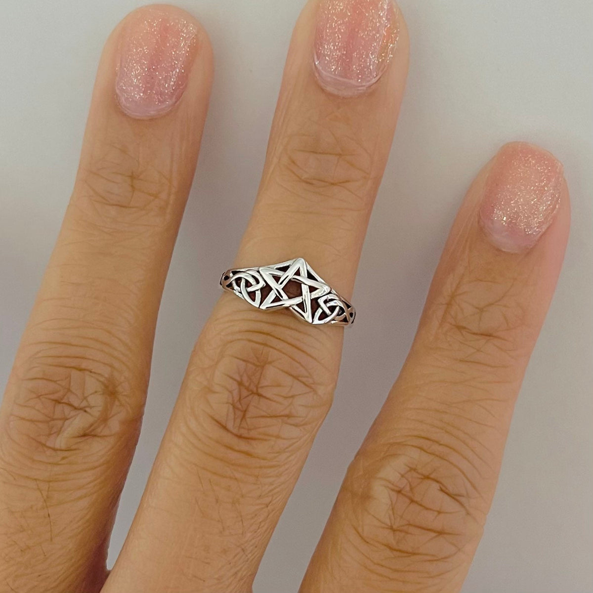 Sterling Silver Celtic Knot Star Ring: Oxidized Boho Band